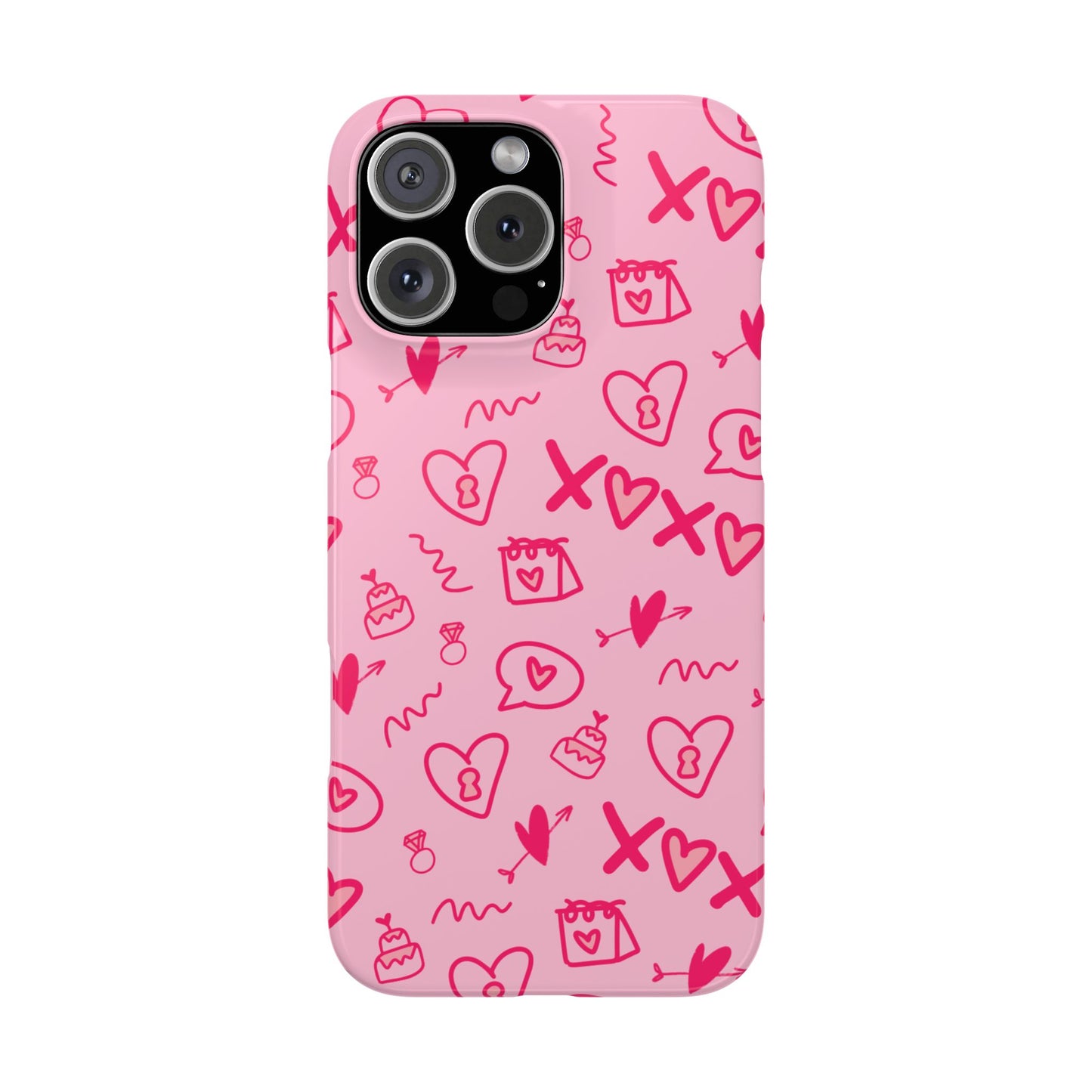 Cute Pink Hearts Phone Case, Slim Phone Cover, Valentine's Day Gift, Trendy Phone Accessory, Love Theme, Girlfriend Gift, Cute Design