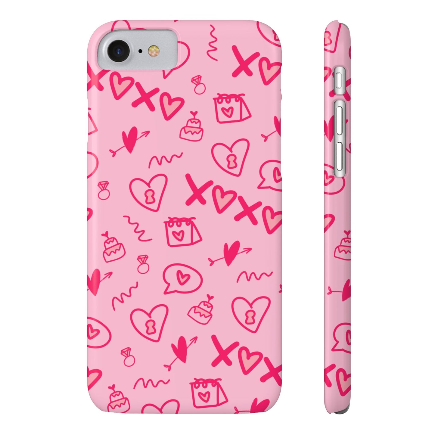 Cute Pink Hearts Phone Case, Slim Phone Cover, Valentine's Day Gift, Trendy Phone Accessory, Love Theme, Girlfriend Gift, Cute Design