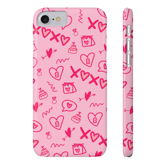 Cute Pink Hearts Phone Case, Slim Phone Cover, Valentine's Day Gift, Trendy Phone Accessory, Love Theme, Girlfriend Gift, Cute Design