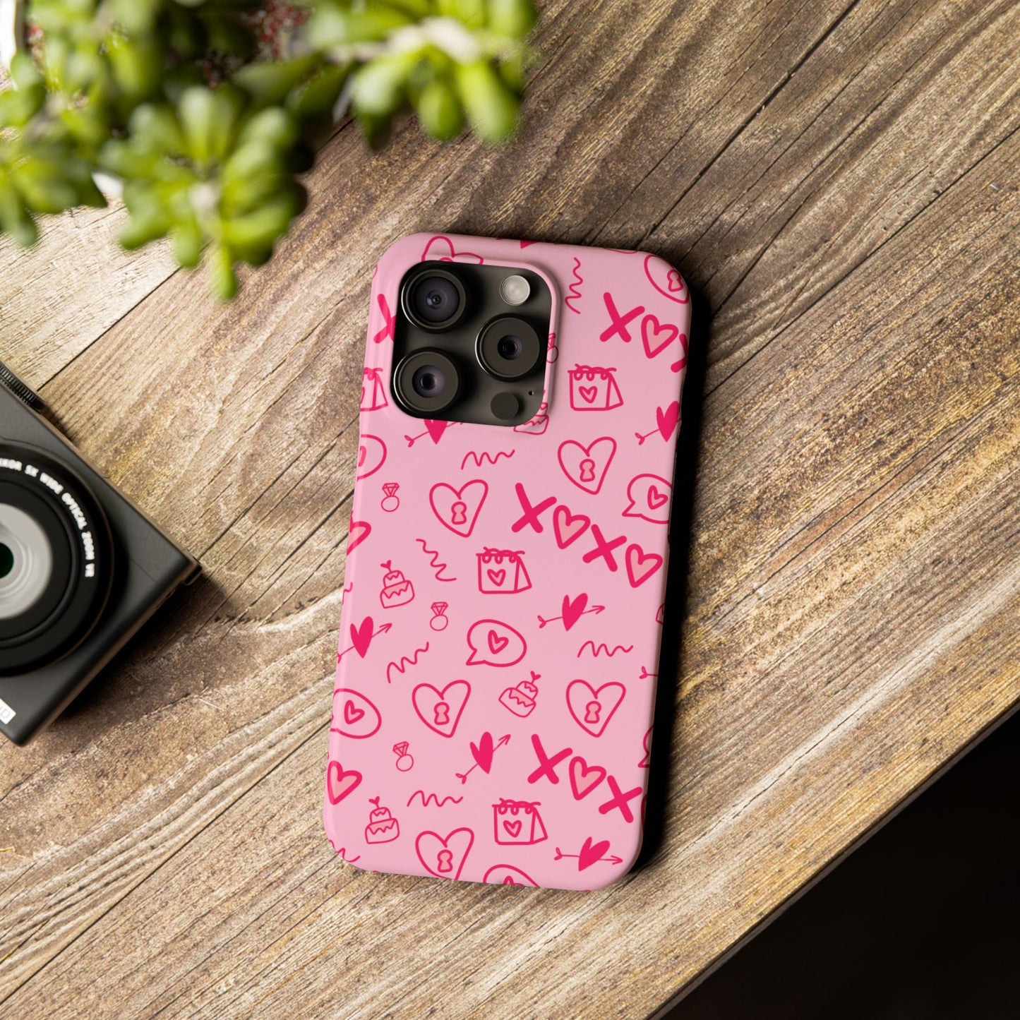 Cute Pink Hearts Phone Case, Slim Phone Cover, Valentine's Day Gift, Trendy Phone Accessory, Love Theme, Girlfriend Gift, Cute Design