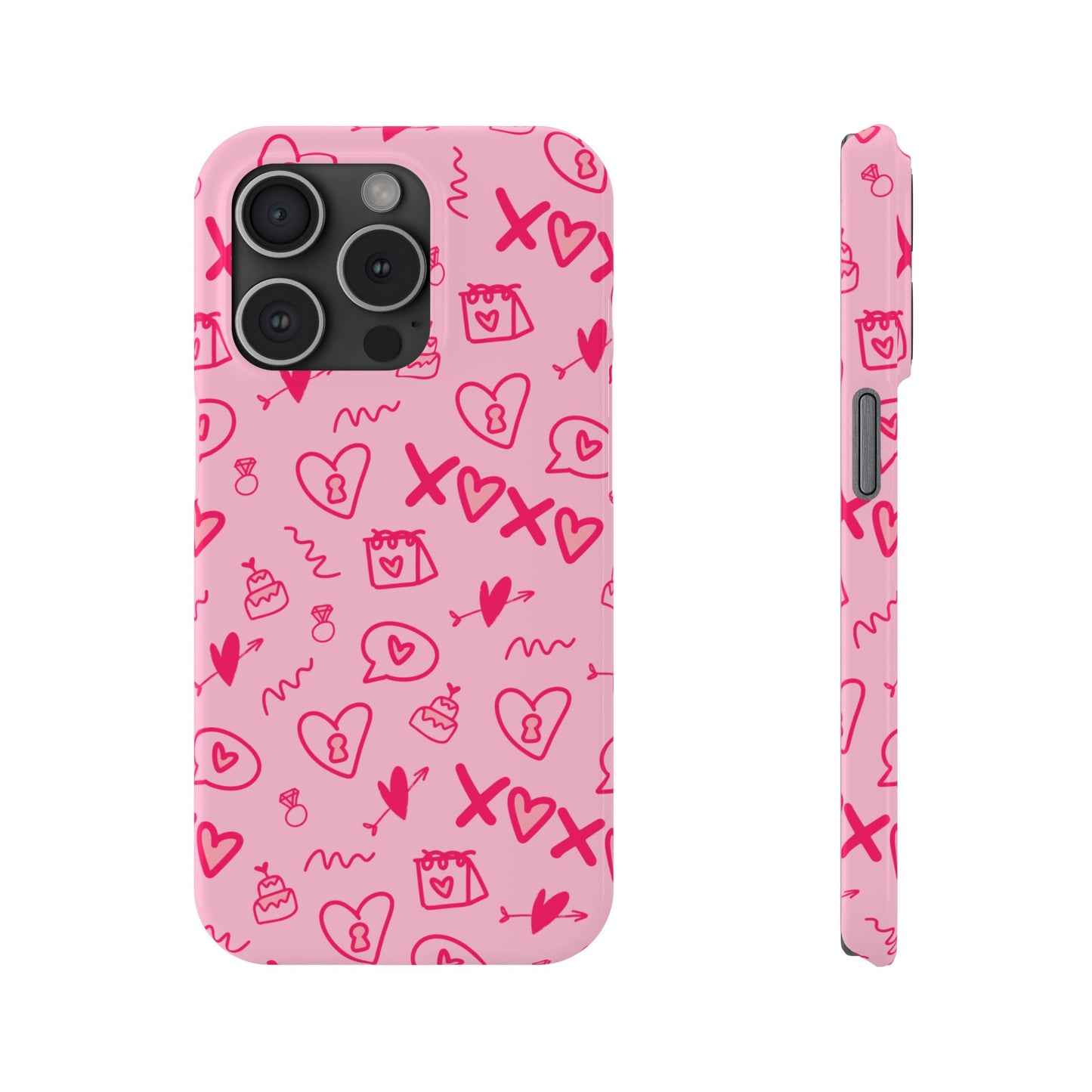 Cute Pink Hearts Phone Case, Slim Phone Cover, Valentine's Day Gift, Trendy Phone Accessory, Love Theme, Girlfriend Gift, Cute Design