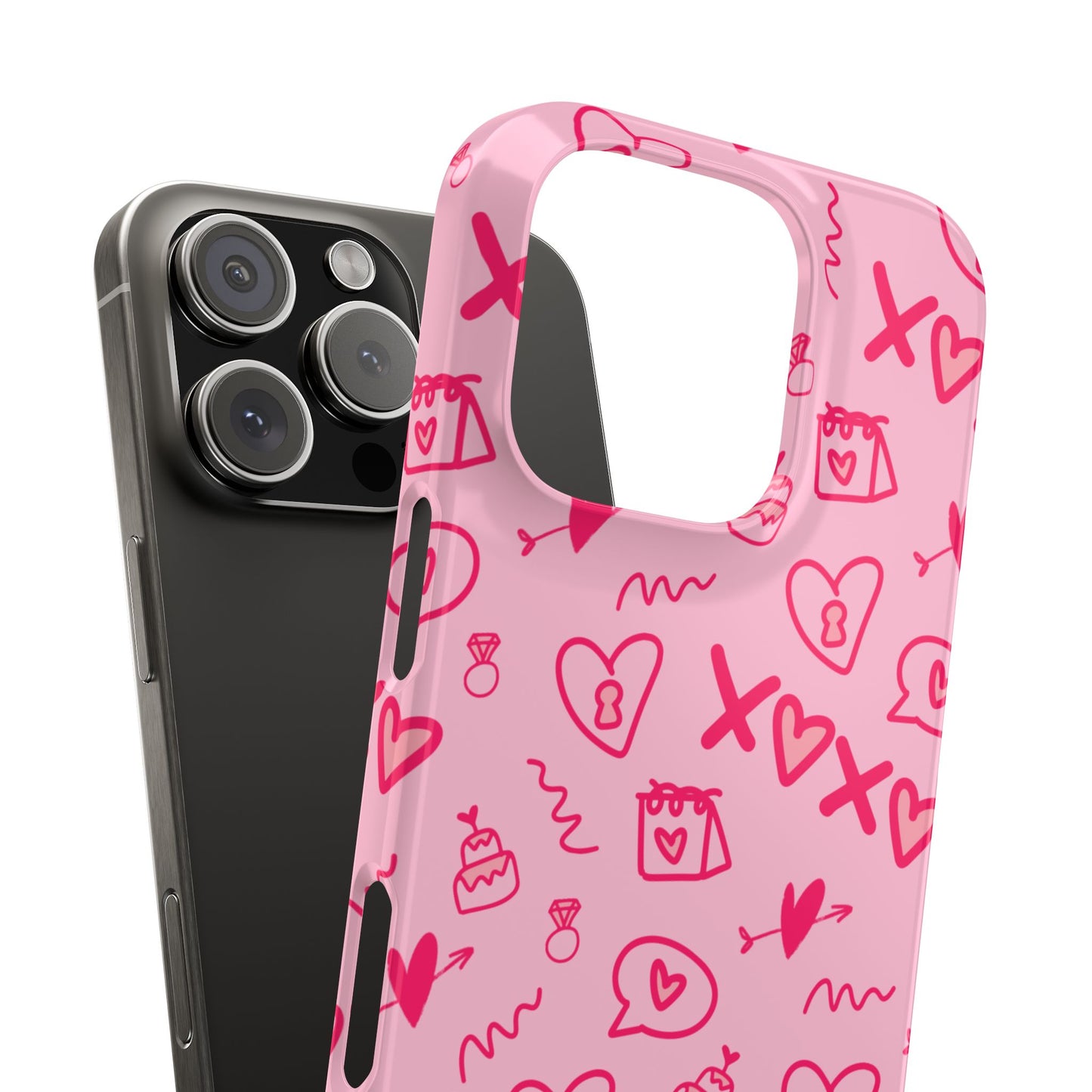 Cute Pink Hearts Phone Case, Slim Phone Cover, Valentine's Day Gift, Trendy Phone Accessory, Love Theme, Girlfriend Gift, Cute Design
