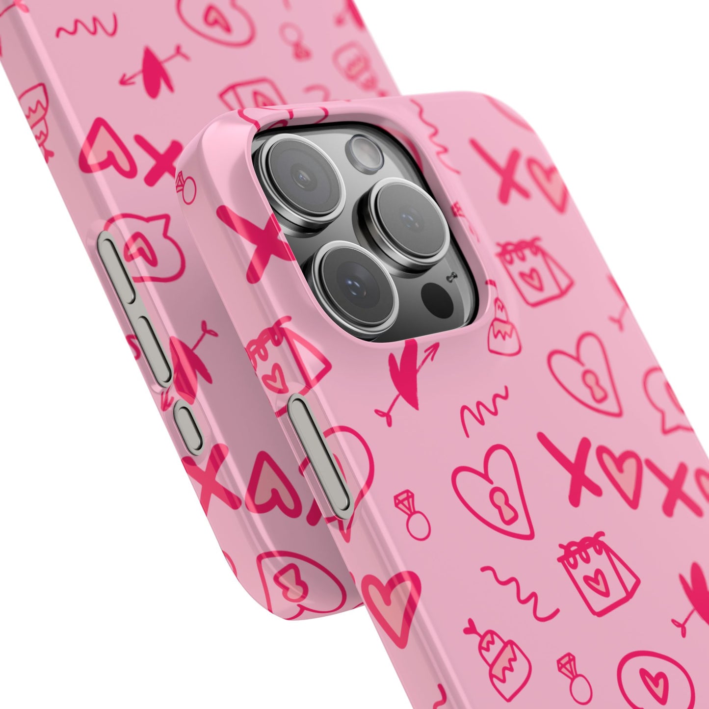 Cute Pink Hearts Phone Case, Slim Phone Cover, Valentine's Day Gift, Trendy Phone Accessory, Love Theme, Girlfriend Gift, Cute Design