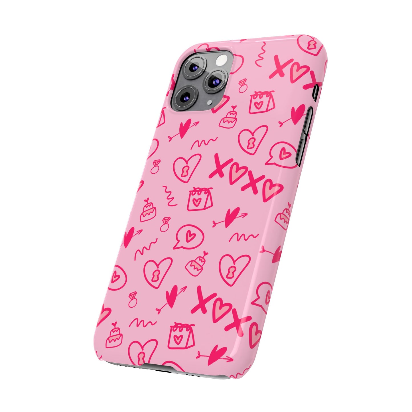 Cute Pink Hearts Phone Case, Slim Phone Cover, Valentine's Day Gift, Trendy Phone Accessory, Love Theme, Girlfriend Gift, Cute Design