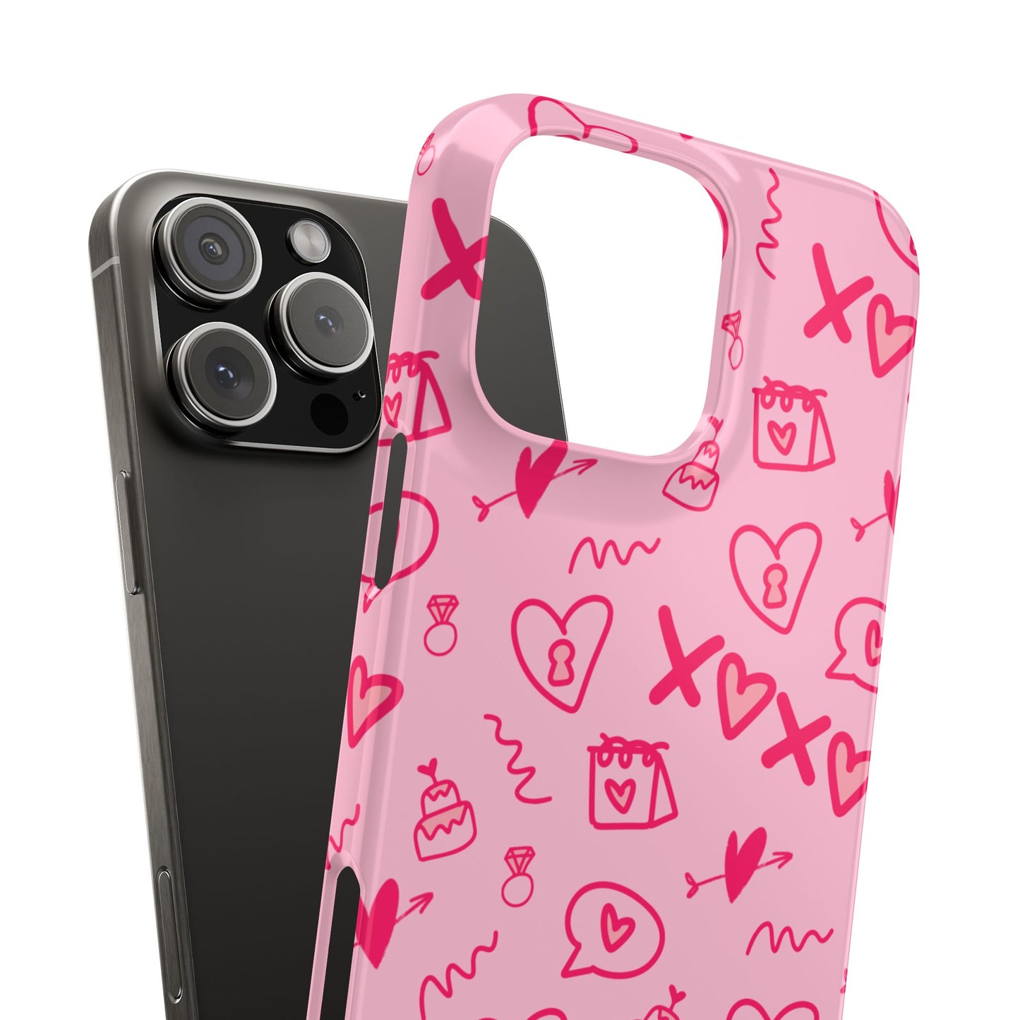 Cute Pink Hearts Phone Case, Slim Phone Cover, Valentine's Day Gift, Trendy Phone Accessory, Love Theme, Girlfriend Gift, Cute Design