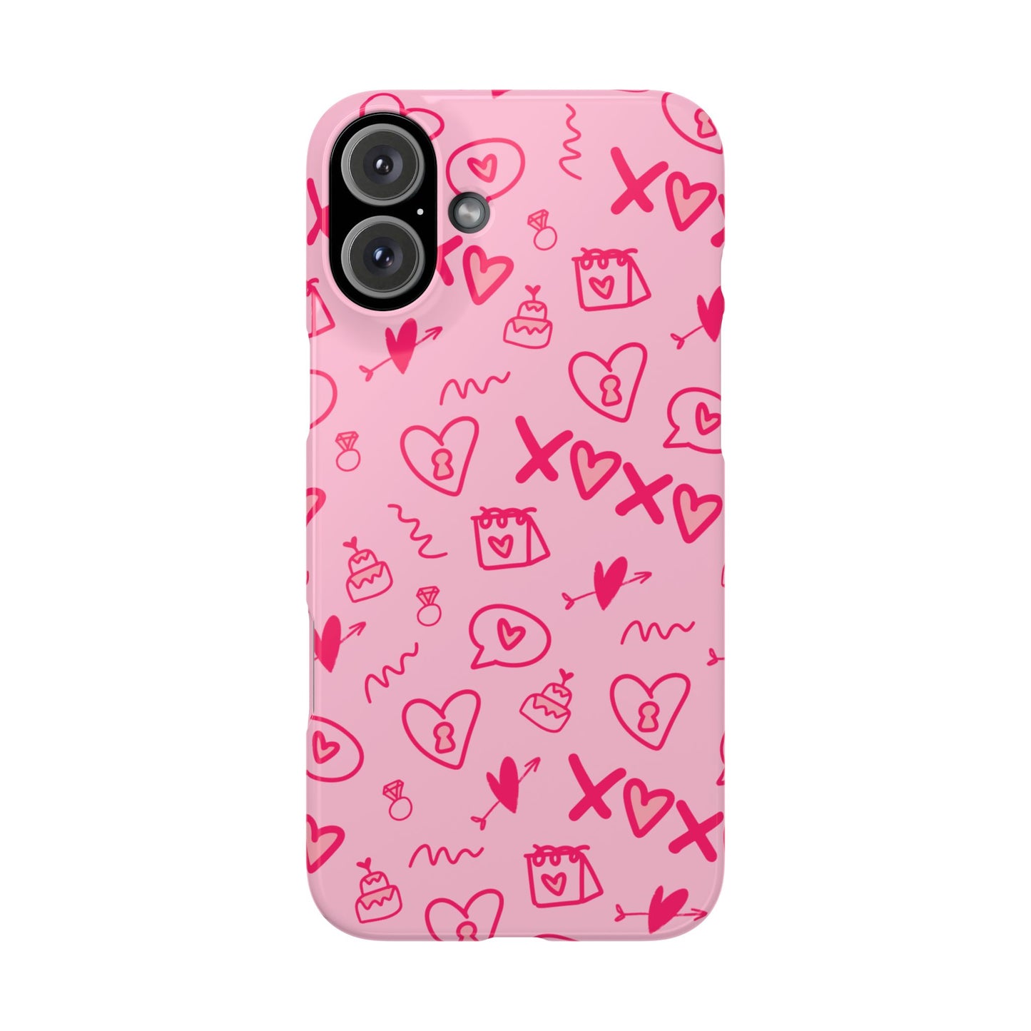 Cute Pink Hearts Phone Case, Slim Phone Cover, Valentine's Day Gift, Trendy Phone Accessory, Love Theme, Girlfriend Gift, Cute Design