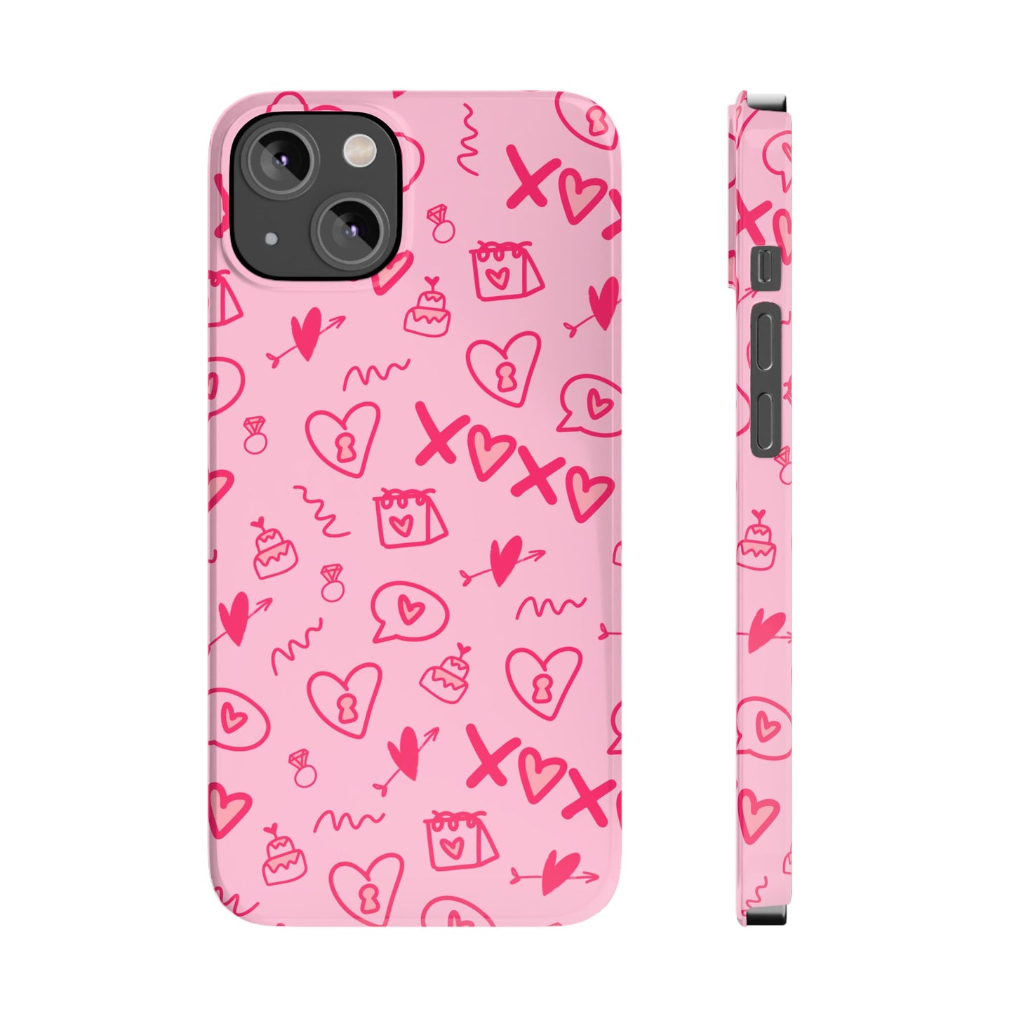 Cute Pink Hearts Phone Case, Slim Phone Cover, Valentine's Day Gift, Trendy Phone Accessory, Love Theme, Girlfriend Gift, Cute Design