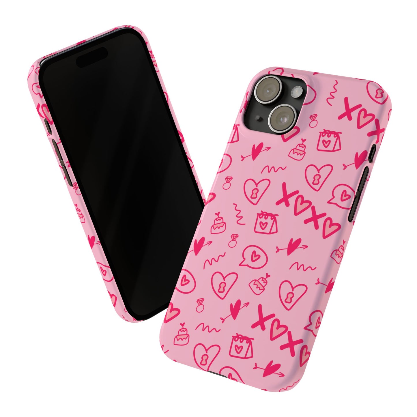 Cute Pink Hearts Phone Case, Slim Phone Cover, Valentine's Day Gift, Trendy Phone Accessory, Love Theme, Girlfriend Gift, Cute Design