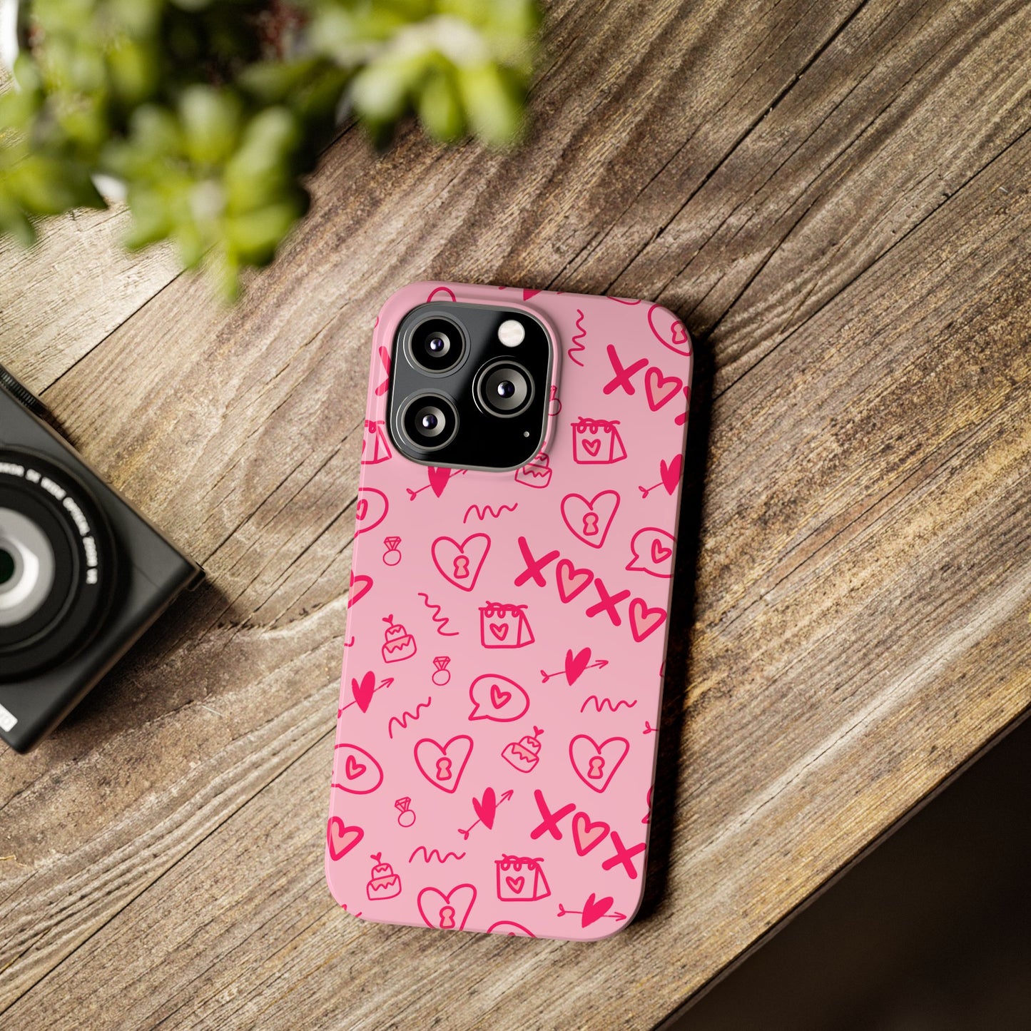 Cute Pink Hearts Phone Case, Slim Phone Cover, Valentine's Day Gift, Trendy Phone Accessory, Love Theme, Girlfriend Gift, Cute Design