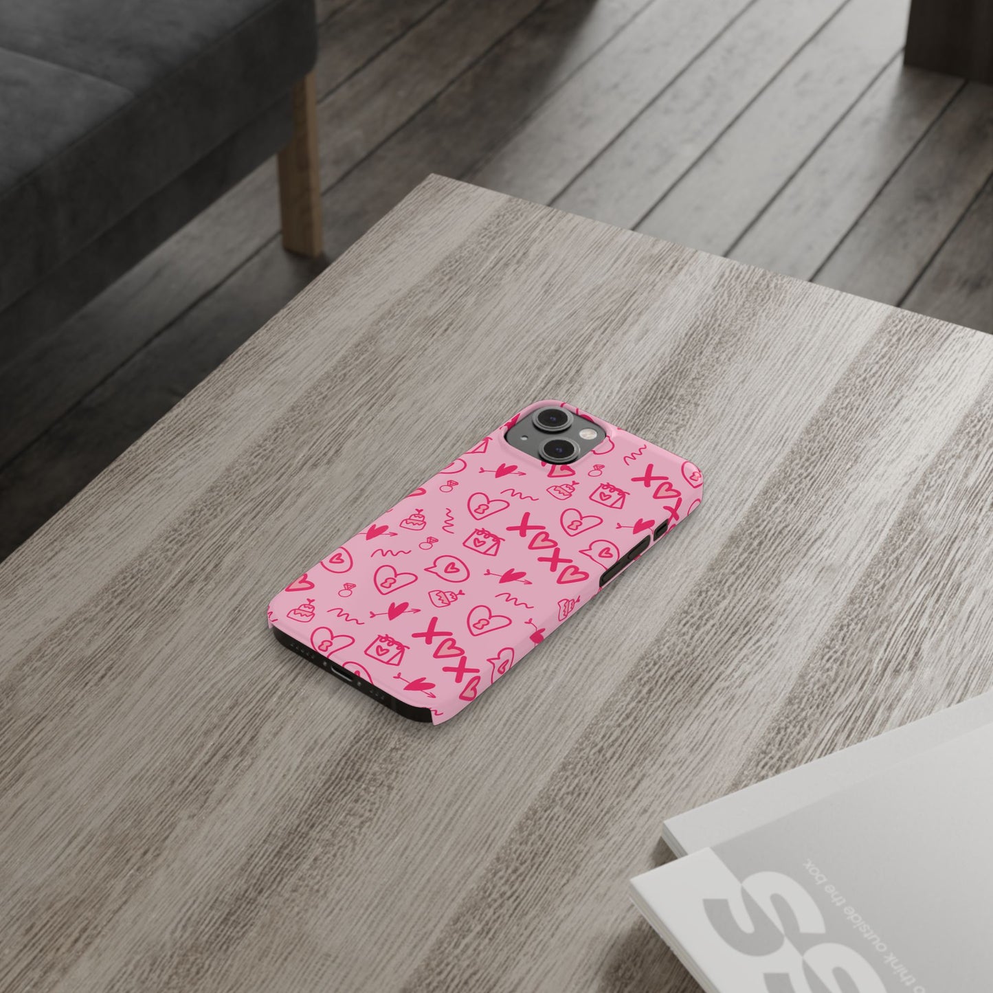 Cute Pink Hearts Phone Case, Slim Phone Cover, Valentine's Day Gift, Trendy Phone Accessory, Love Theme, Girlfriend Gift, Cute Design