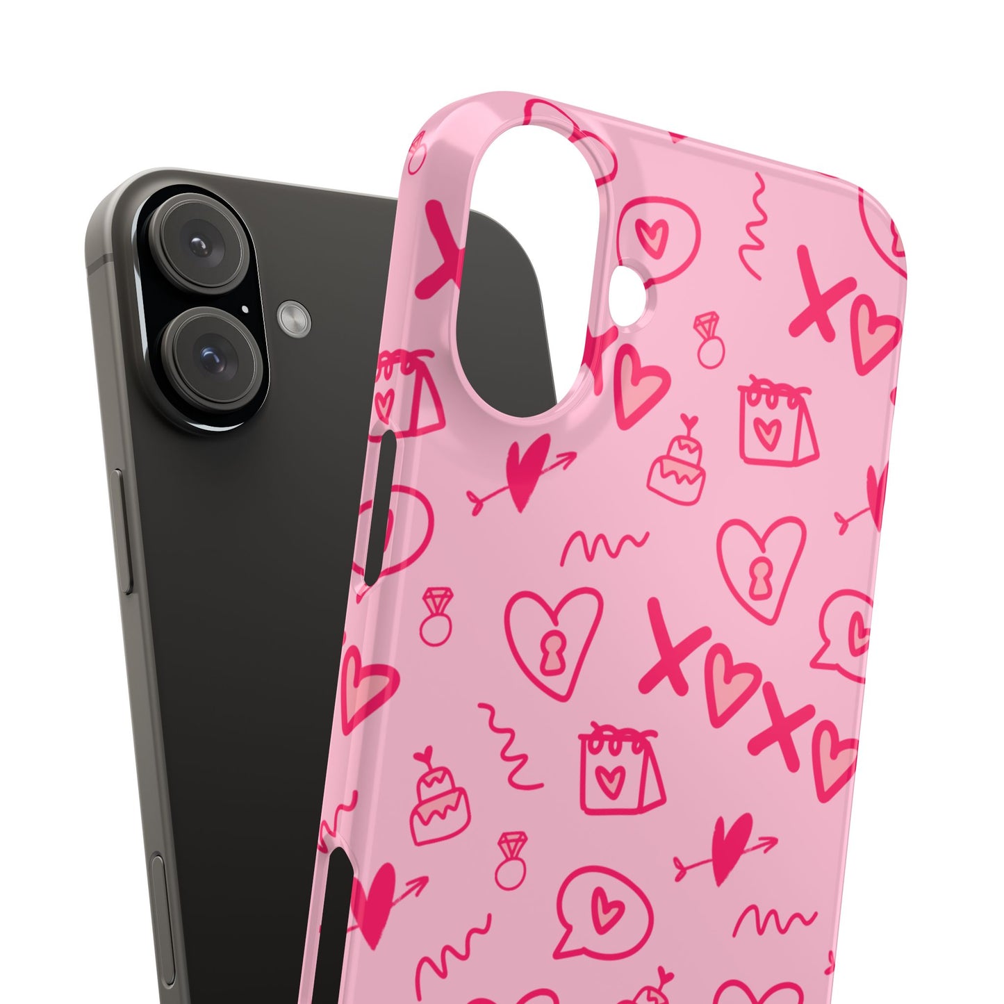 Cute Pink Hearts Phone Case, Slim Phone Cover, Valentine's Day Gift, Trendy Phone Accessory, Love Theme, Girlfriend Gift, Cute Design