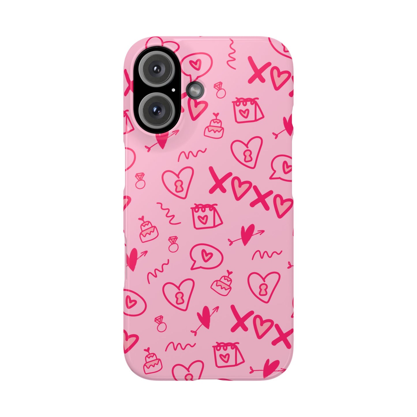 Cute Pink Hearts Phone Case, Slim Phone Cover, Valentine's Day Gift, Trendy Phone Accessory, Love Theme, Girlfriend Gift, Cute Design