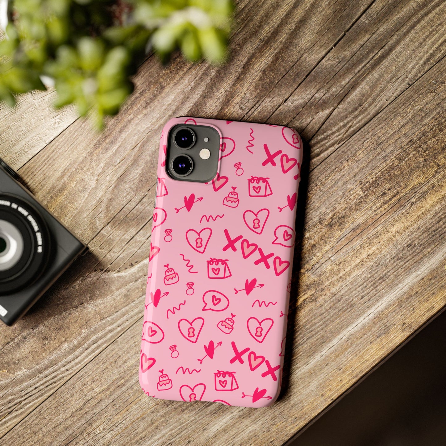 Cute Pink Hearts Phone Case, Slim Phone Cover, Valentine's Day Gift, Trendy Phone Accessory, Love Theme, Girlfriend Gift, Cute Design
