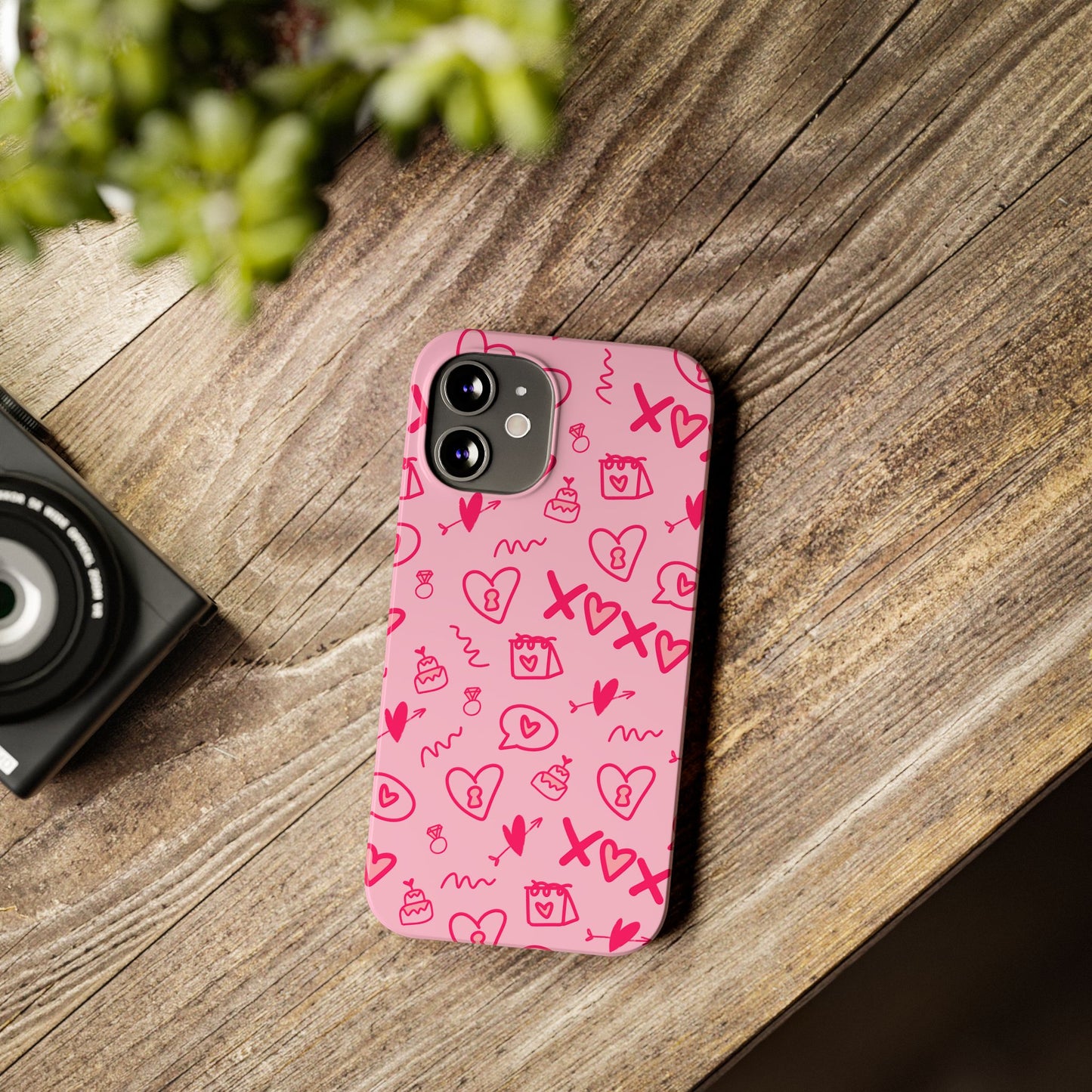 Cute Pink Hearts Phone Case, Slim Phone Cover, Valentine's Day Gift, Trendy Phone Accessory, Love Theme, Girlfriend Gift, Cute Design