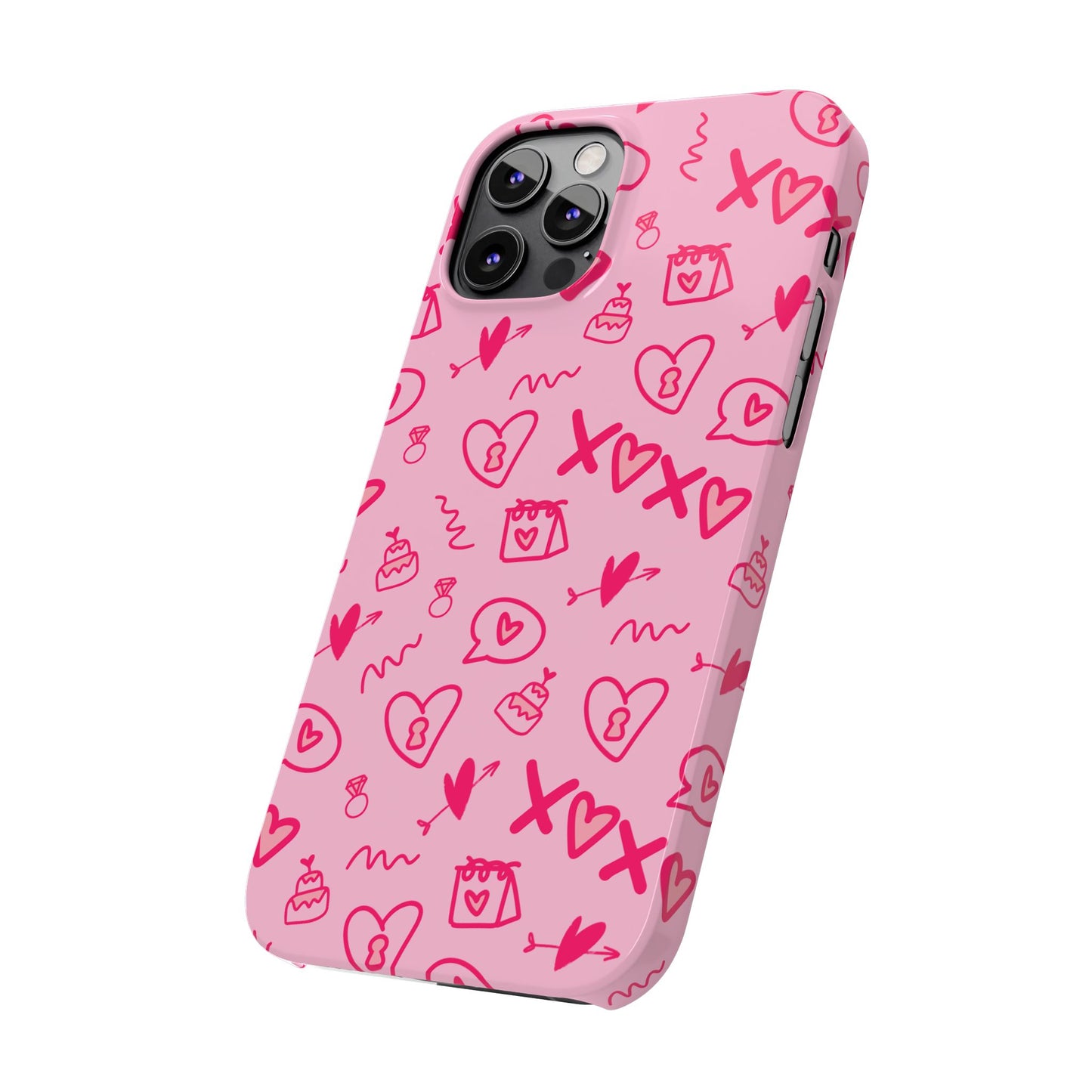 Cute Pink Hearts Phone Case, Slim Phone Cover, Valentine's Day Gift, Trendy Phone Accessory, Love Theme, Girlfriend Gift, Cute Design