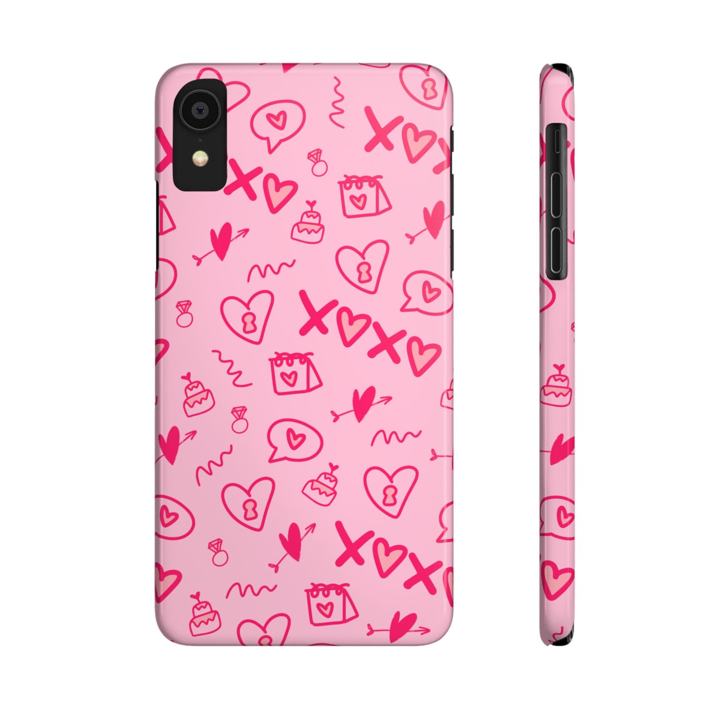 Cute Pink Hearts Phone Case, Slim Phone Cover, Valentine's Day Gift, Trendy Phone Accessory, Love Theme, Girlfriend Gift, Cute Design