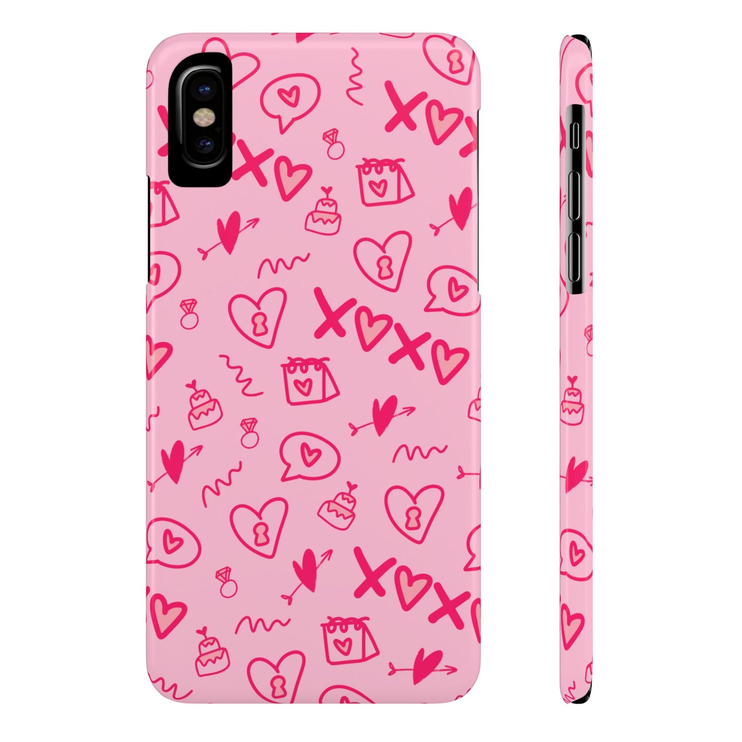 Cute Pink Hearts Phone Case, Slim Phone Cover, Valentine's Day Gift, Trendy Phone Accessory, Love Theme, Girlfriend Gift, Cute Design