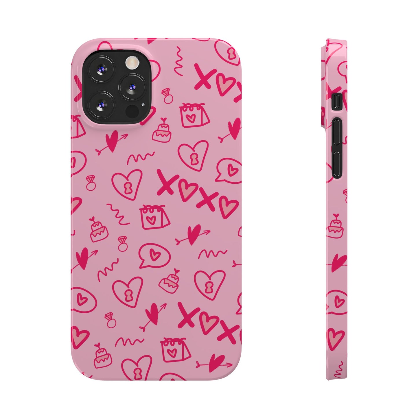Cute Pink Hearts Phone Case, Slim Phone Cover, Valentine's Day Gift, Trendy Phone Accessory, Love Theme, Girlfriend Gift, Cute Design