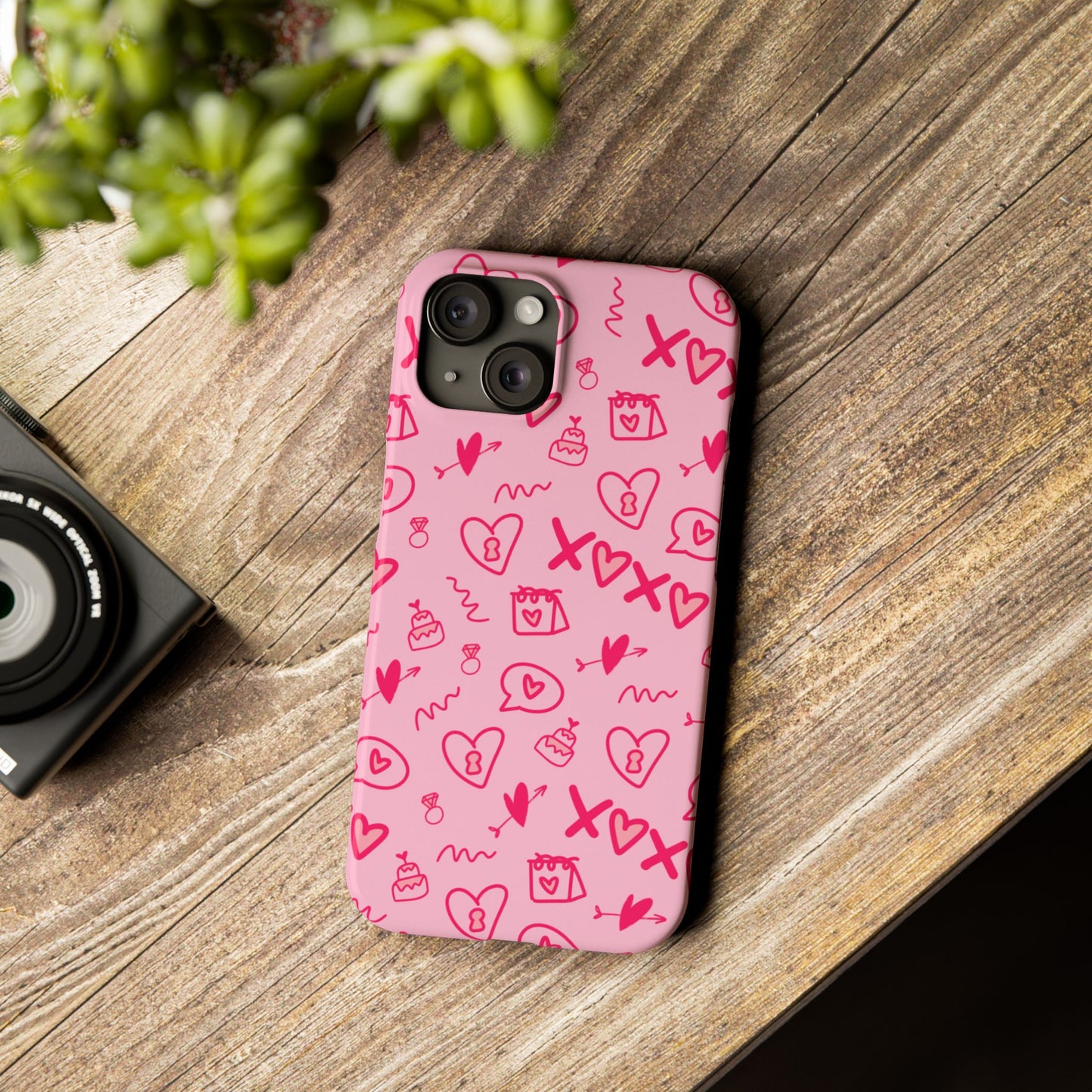Cute Pink Hearts Phone Case, Slim Phone Cover, Valentine's Day Gift, Trendy Phone Accessory, Love Theme, Girlfriend Gift, Cute Design