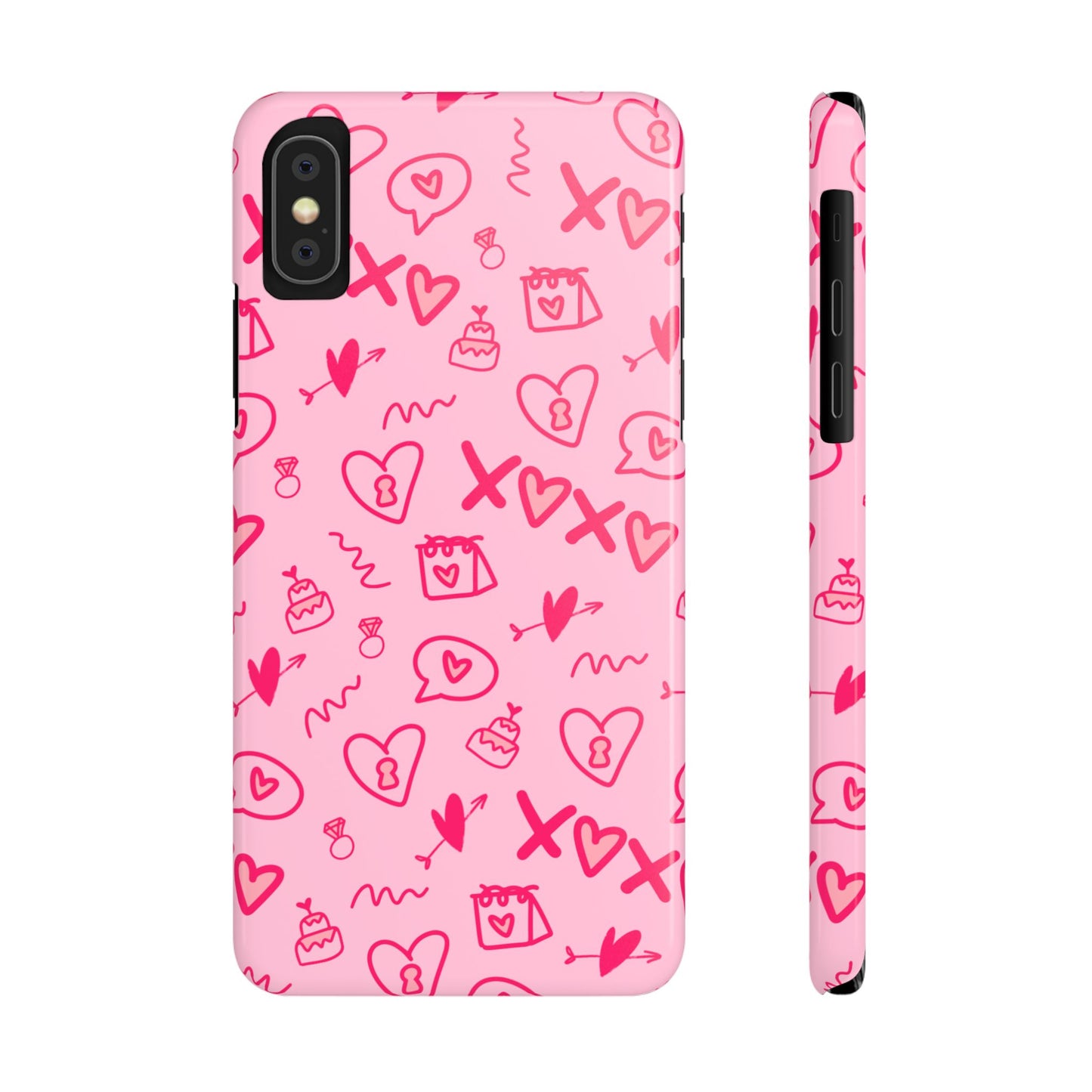 Cute Pink Hearts Phone Case, Slim Phone Cover, Valentine's Day Gift, Trendy Phone Accessory, Love Theme, Girlfriend Gift, Cute Design