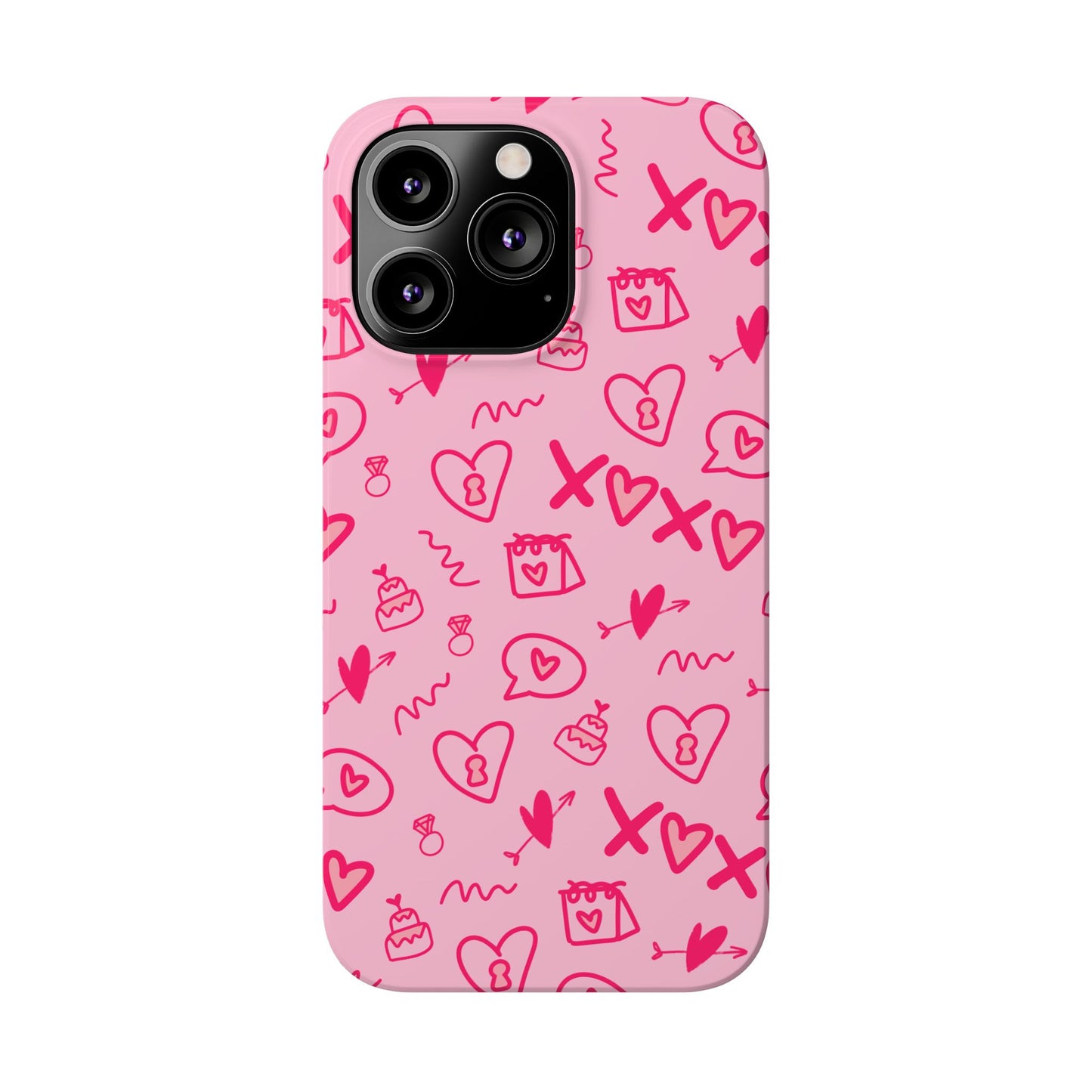 Cute Pink Hearts Phone Case, Slim Phone Cover, Valentine's Day Gift, Trendy Phone Accessory, Love Theme, Girlfriend Gift, Cute Design
