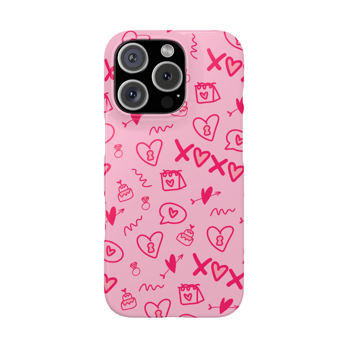 Cute Pink Hearts Phone Case, Slim Phone Cover, Valentine's Day Gift, Trendy Phone Accessory, Love Theme, Girlfriend Gift, Cute Design
