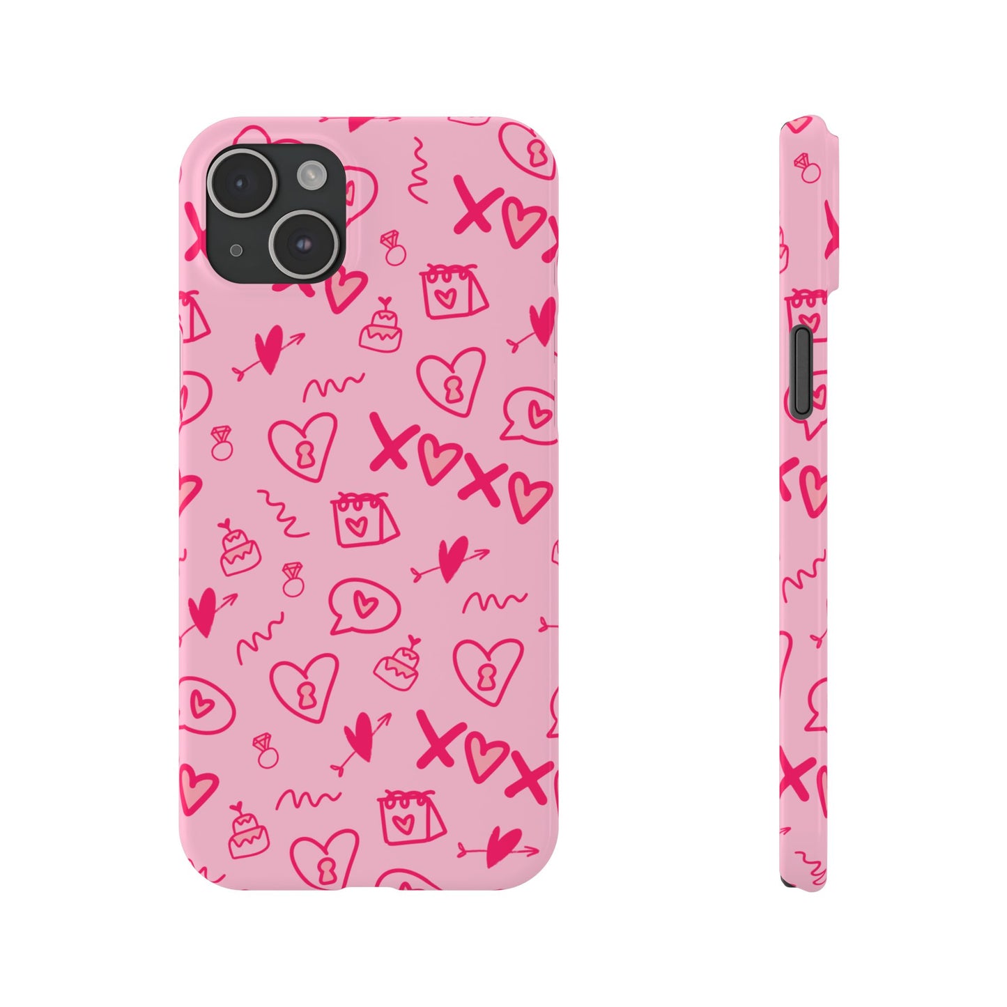 Cute Pink Hearts Phone Case, Slim Phone Cover, Valentine's Day Gift, Trendy Phone Accessory, Love Theme, Girlfriend Gift, Cute Design