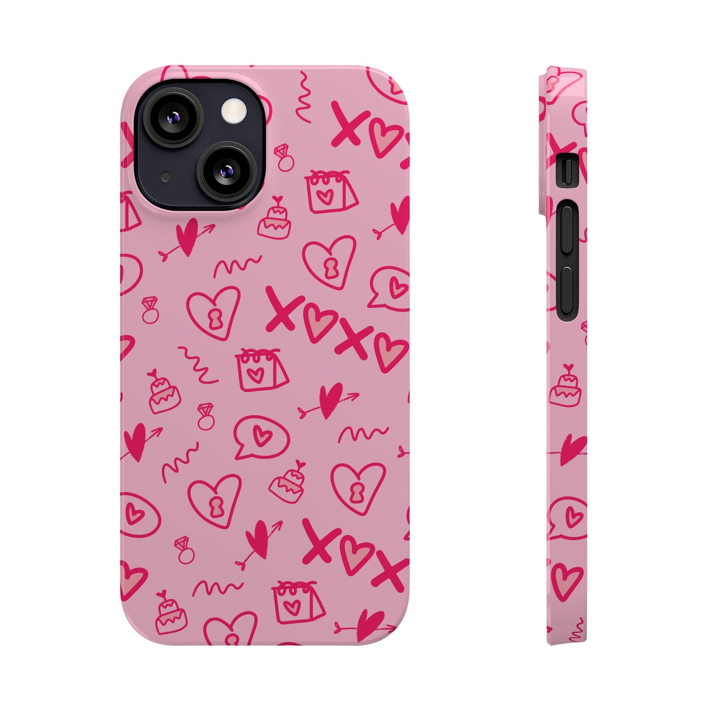 Cute Pink Hearts Phone Case, Slim Phone Cover, Valentine's Day Gift, Trendy Phone Accessory, Love Theme, Girlfriend Gift, Cute Design
