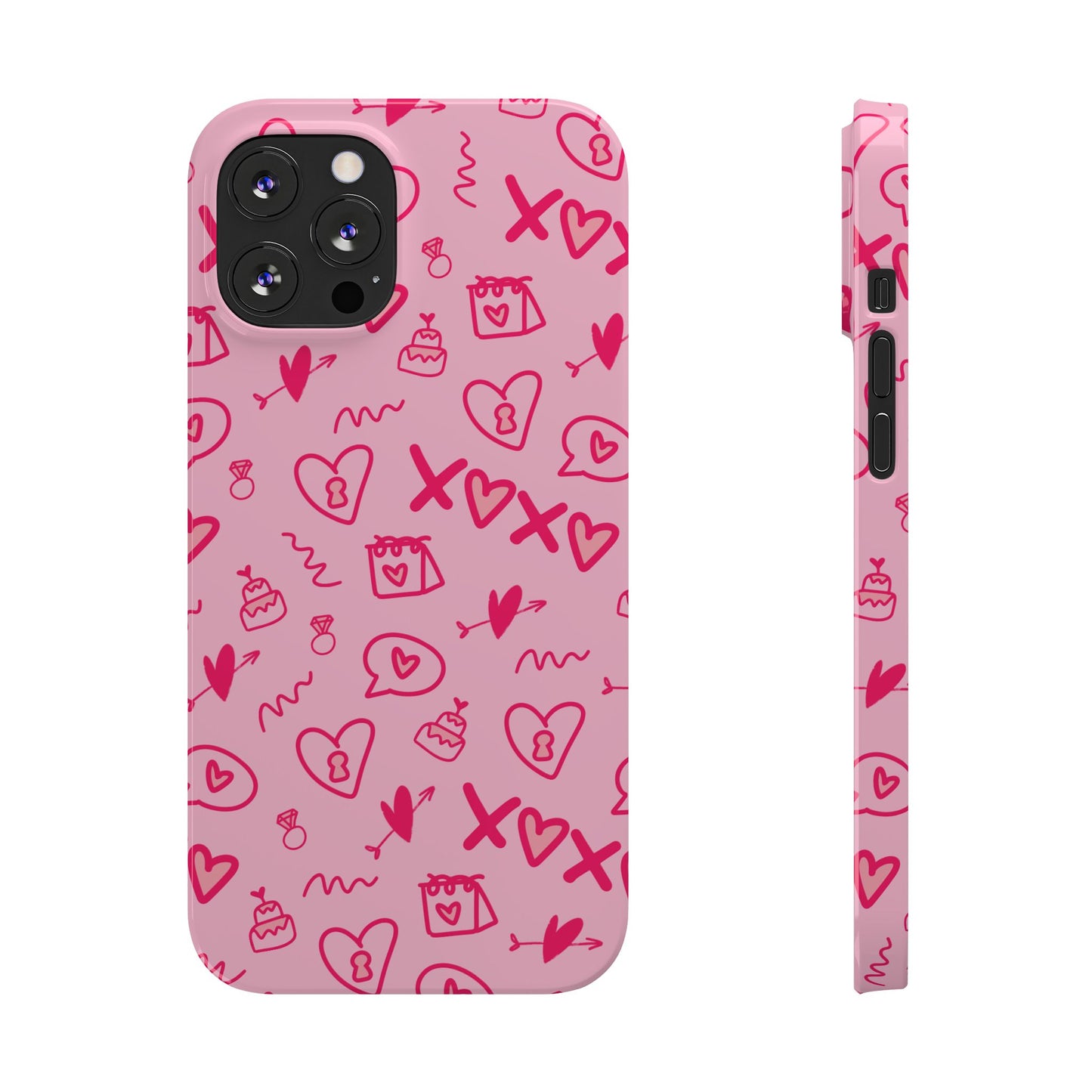 Cute Pink Hearts Phone Case, Slim Phone Cover, Valentine's Day Gift, Trendy Phone Accessory, Love Theme, Girlfriend Gift, Cute Design