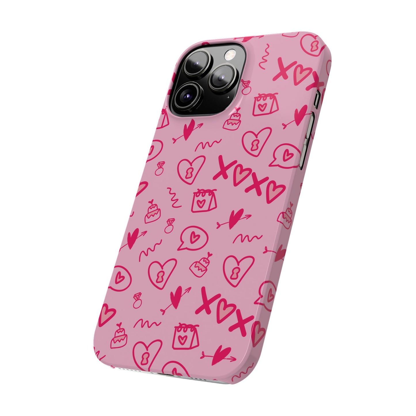Cute Pink Hearts Phone Case, Slim Phone Cover, Valentine's Day Gift, Trendy Phone Accessory, Love Theme, Girlfriend Gift, Cute Design