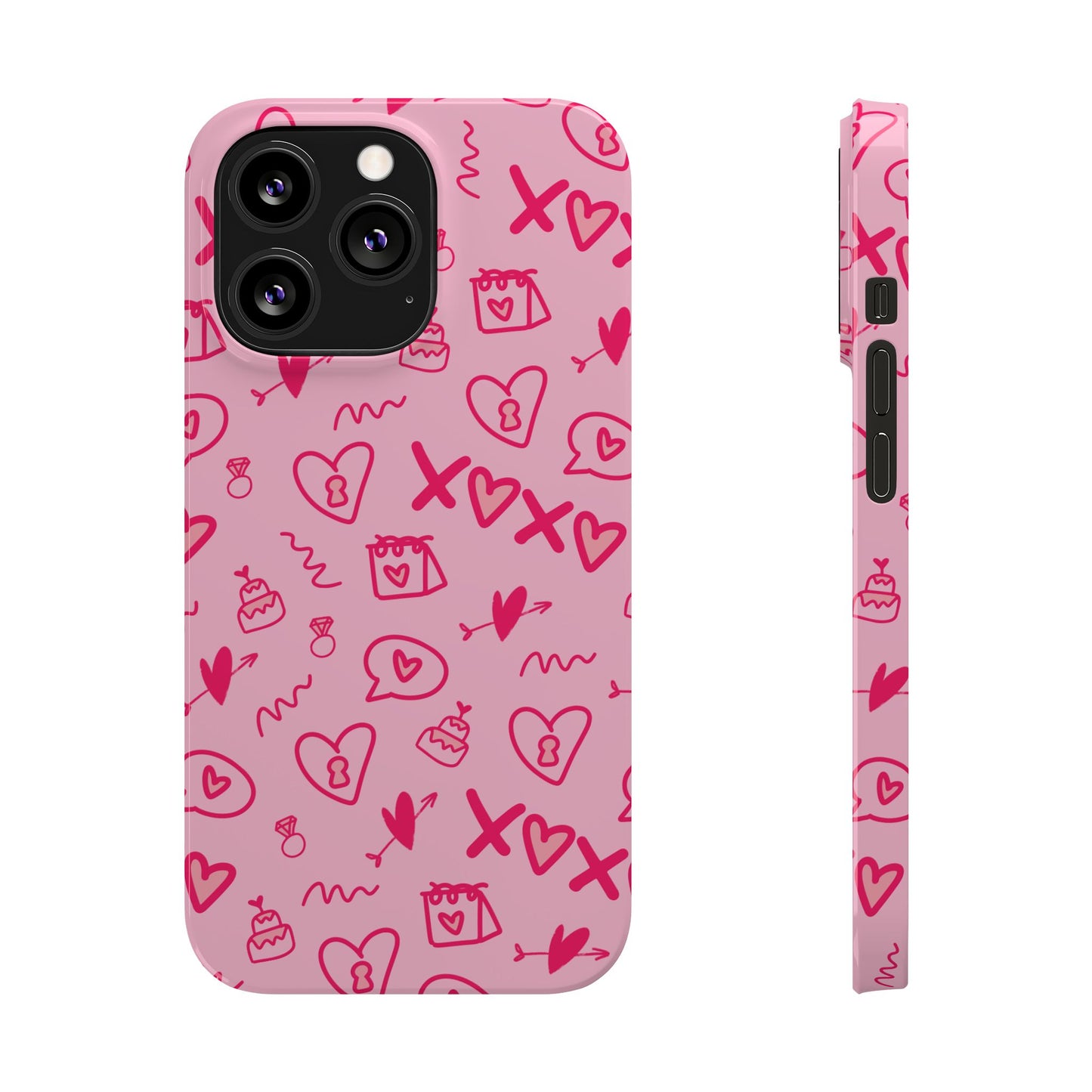 Cute Pink Hearts Phone Case, Slim Phone Cover, Valentine's Day Gift, Trendy Phone Accessory, Love Theme, Girlfriend Gift, Cute Design