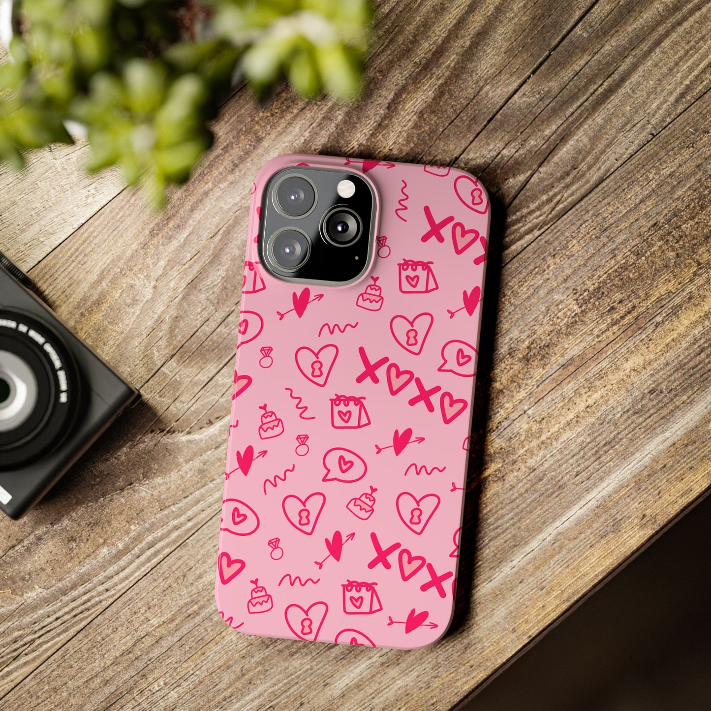 Cute Pink Hearts Phone Case, Slim Phone Cover, Valentine's Day Gift, Trendy Phone Accessory, Love Theme, Girlfriend Gift, Cute Design