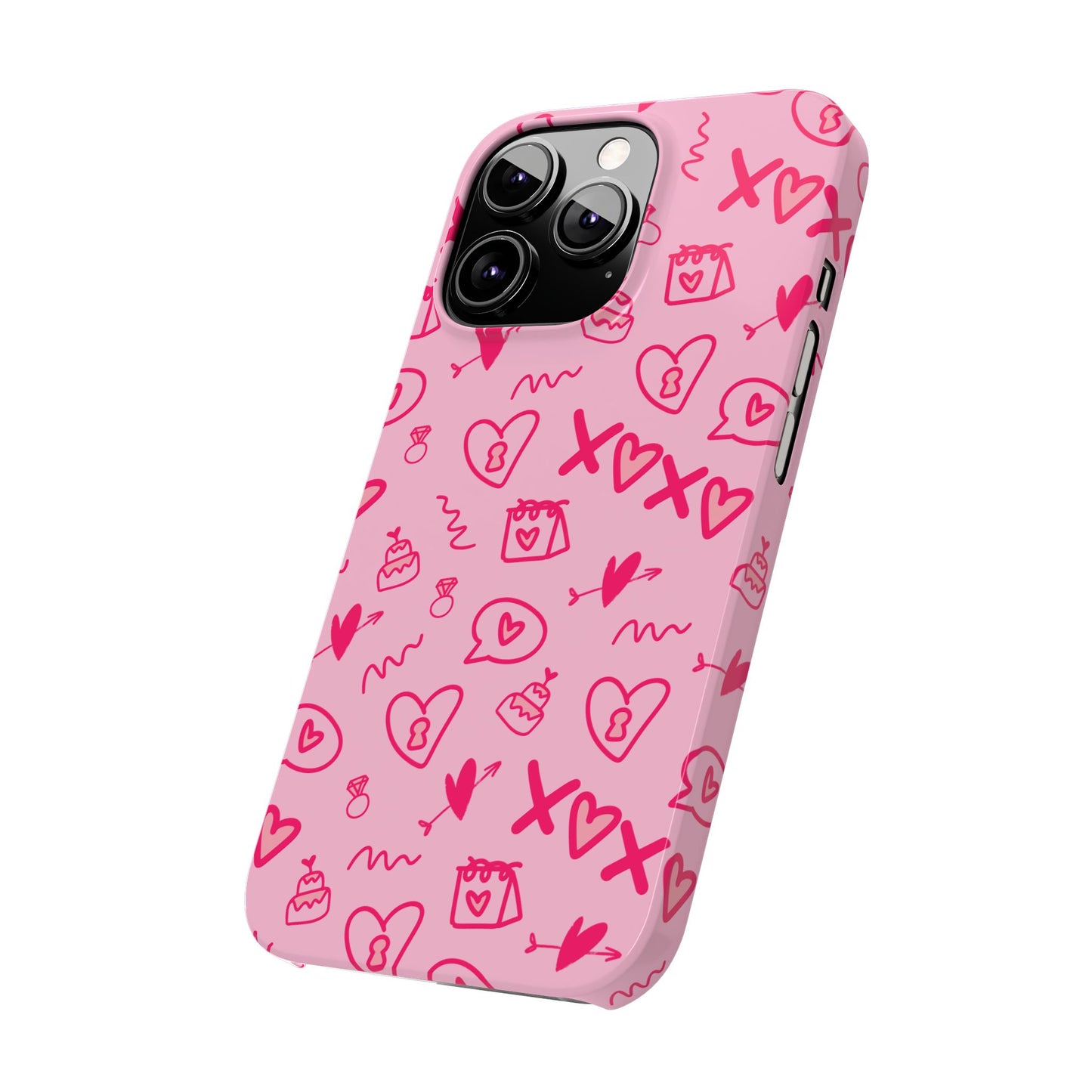 Cute Pink Hearts Phone Case, Slim Phone Cover, Valentine's Day Gift, Trendy Phone Accessory, Love Theme, Girlfriend Gift, Cute Design