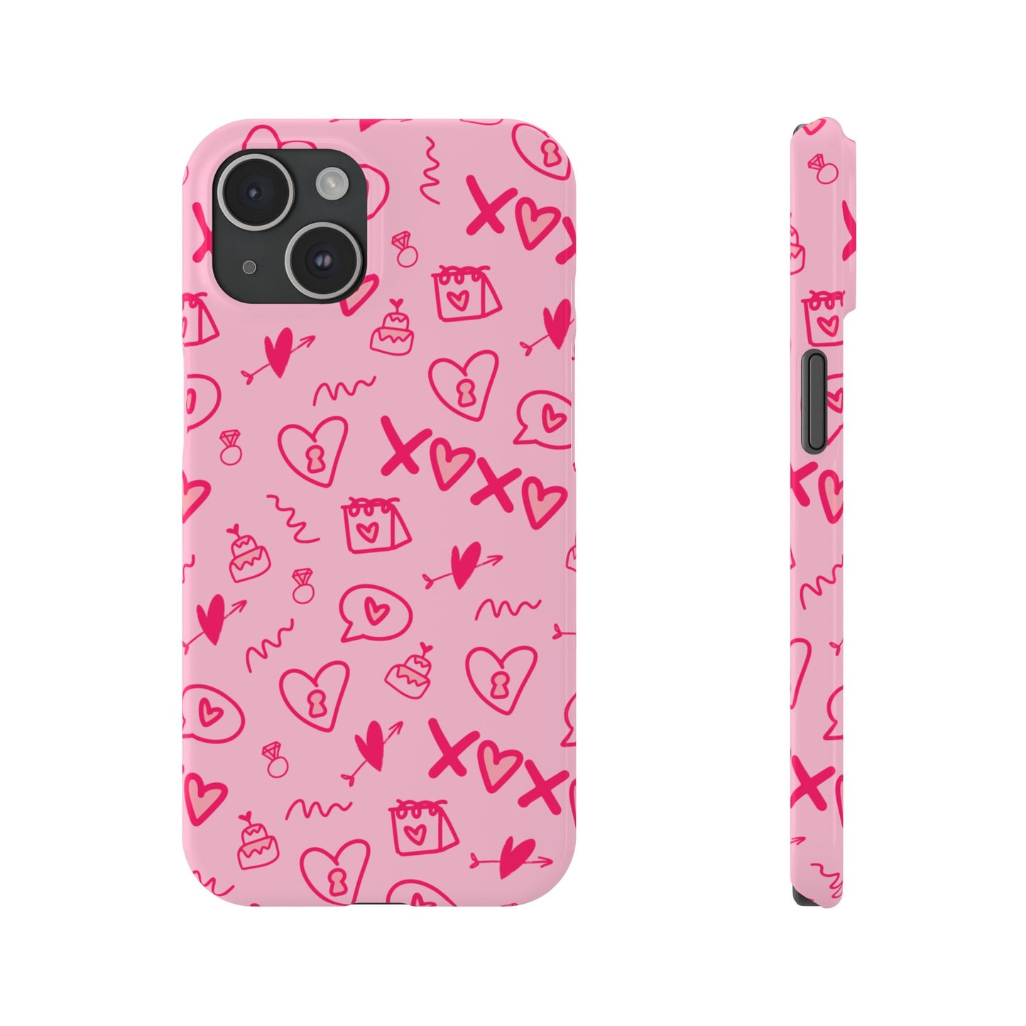 Cute Pink Hearts Phone Case, Slim Phone Cover, Valentine's Day Gift, Trendy Phone Accessory, Love Theme, Girlfriend Gift, Cute Design