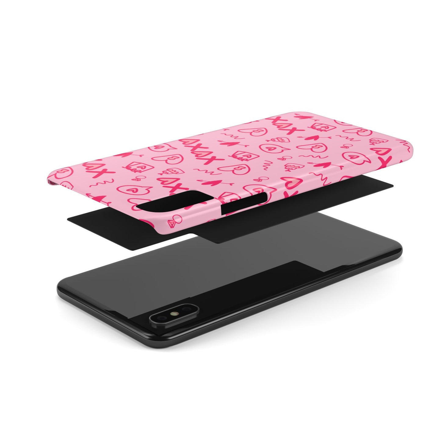 Cute Pink Hearts Phone Case, Slim Phone Cover, Valentine's Day Gift, Trendy Phone Accessory, Love Theme, Girlfriend Gift, Cute Design