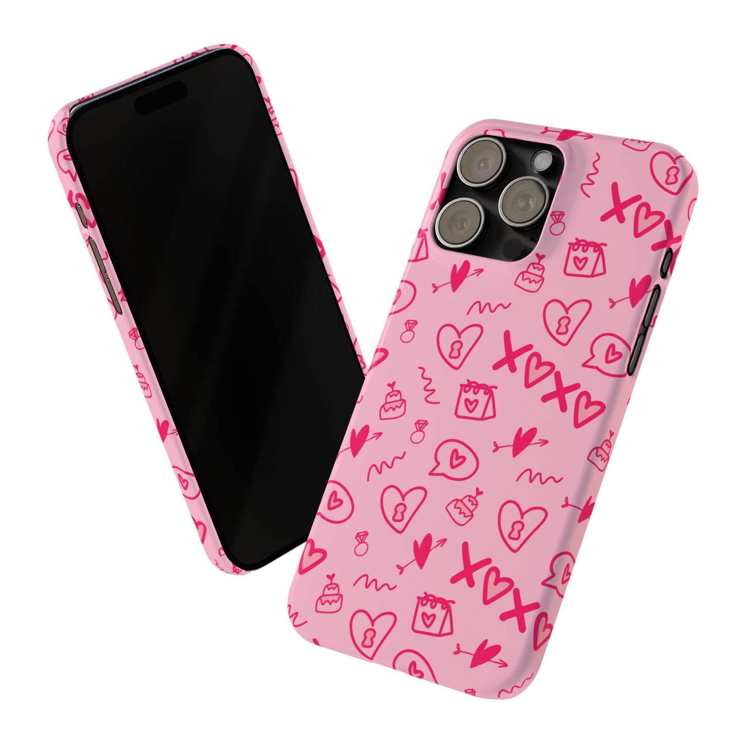 Cute Pink Hearts Phone Case, Slim Phone Cover, Valentine's Day Gift, Trendy Phone Accessory, Love Theme, Girlfriend Gift, Cute Design