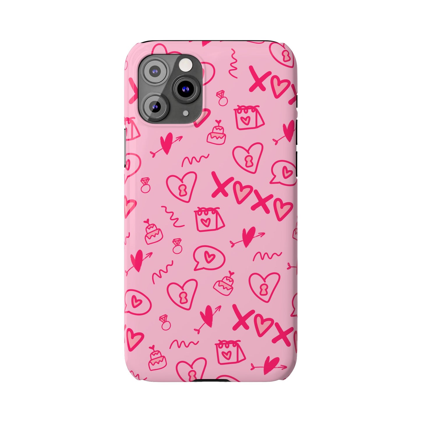 Cute Pink Hearts Phone Case, Slim Phone Cover, Valentine's Day Gift, Trendy Phone Accessory, Love Theme, Girlfriend Gift, Cute Design