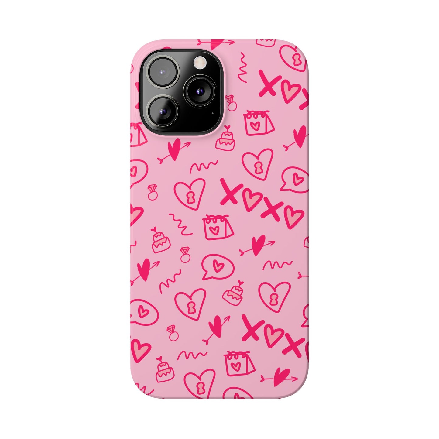 Cute Pink Hearts Phone Case, Slim Phone Cover, Valentine's Day Gift, Trendy Phone Accessory, Love Theme, Girlfriend Gift, Cute Design