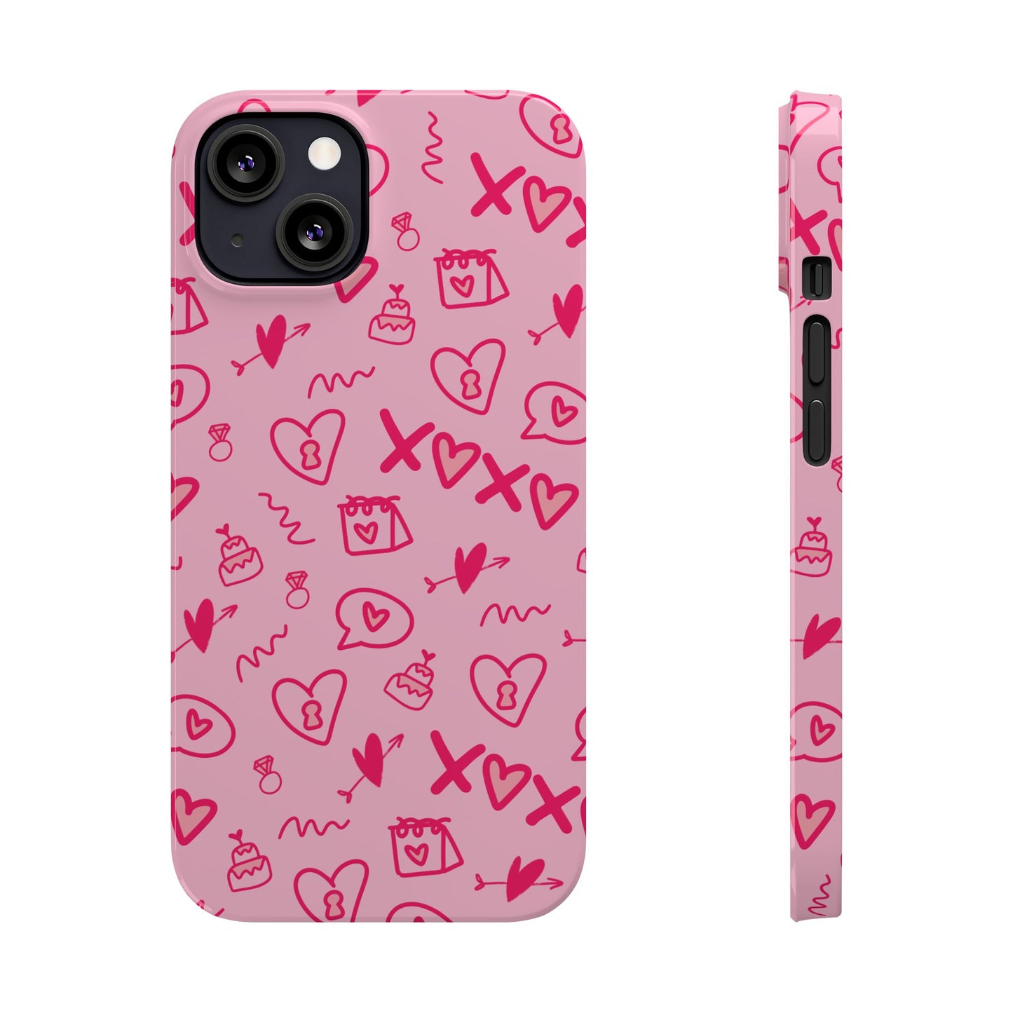 Cute Pink Hearts Phone Case, Slim Phone Cover, Valentine's Day Gift, Trendy Phone Accessory, Love Theme, Girlfriend Gift, Cute Design