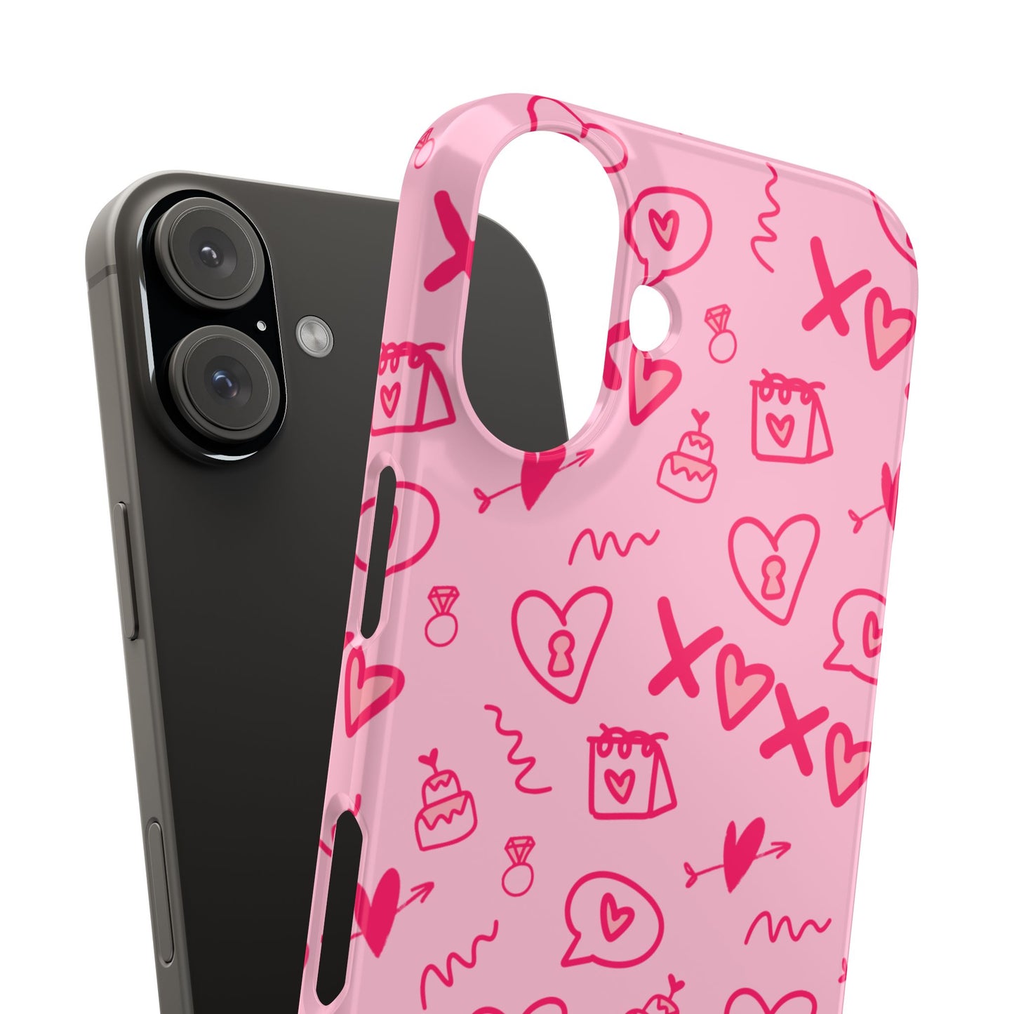 Cute Pink Hearts Phone Case, Slim Phone Cover, Valentine's Day Gift, Trendy Phone Accessory, Love Theme, Girlfriend Gift, Cute Design