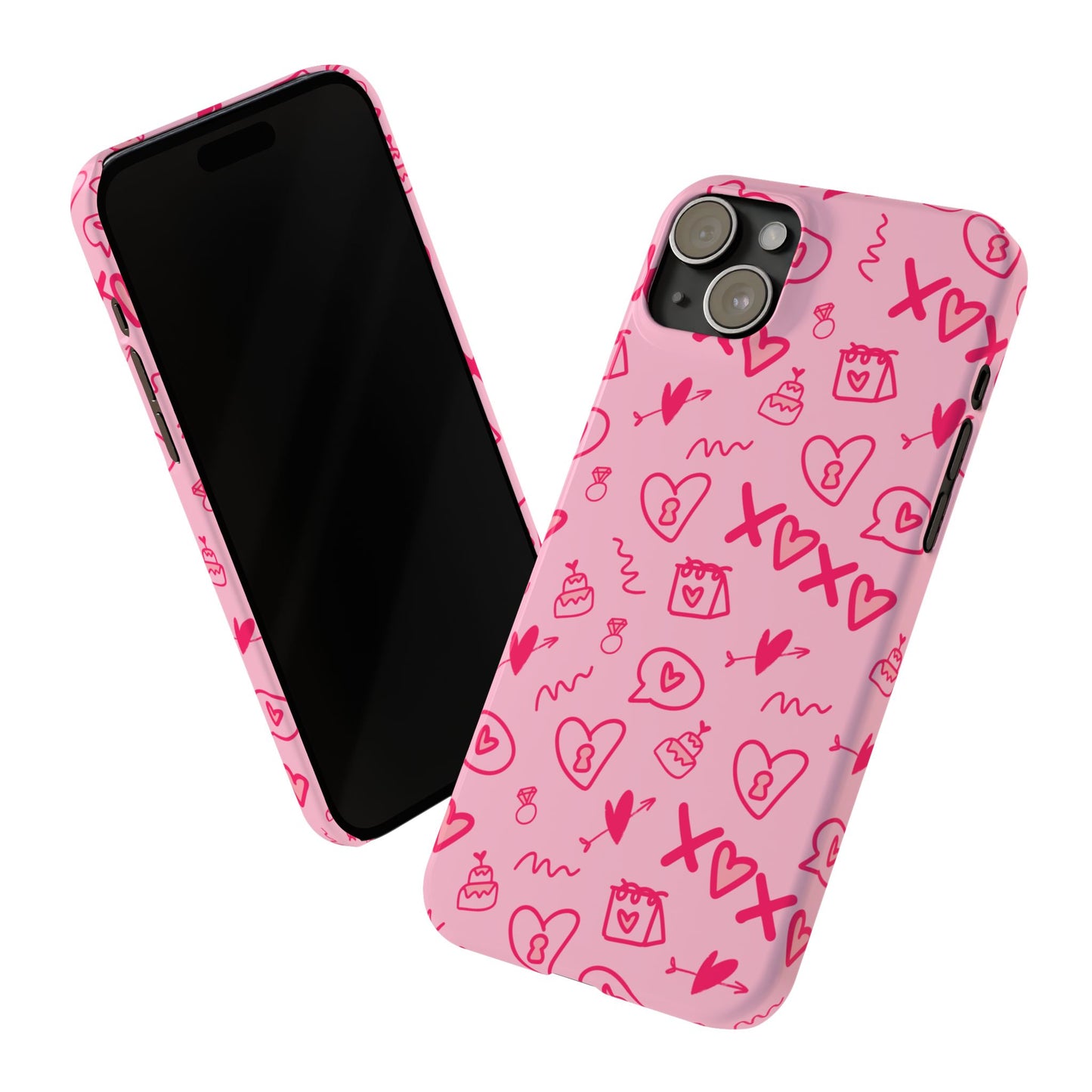 Cute Pink Hearts Phone Case, Slim Phone Cover, Valentine's Day Gift, Trendy Phone Accessory, Love Theme, Girlfriend Gift, Cute Design
