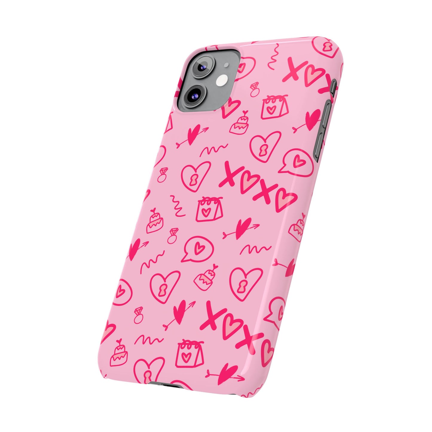 Cute Pink Hearts Phone Case, Slim Phone Cover, Valentine's Day Gift, Trendy Phone Accessory, Love Theme, Girlfriend Gift, Cute Design
