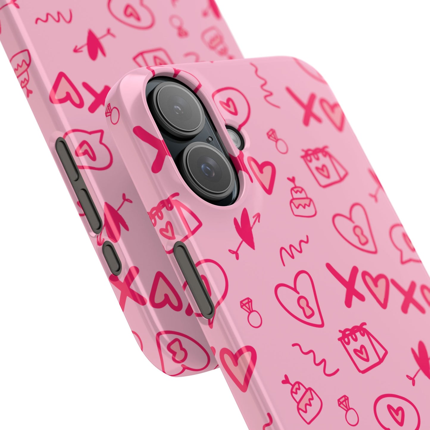 Cute Pink Hearts Phone Case, Slim Phone Cover, Valentine's Day Gift, Trendy Phone Accessory, Love Theme, Girlfriend Gift, Cute Design