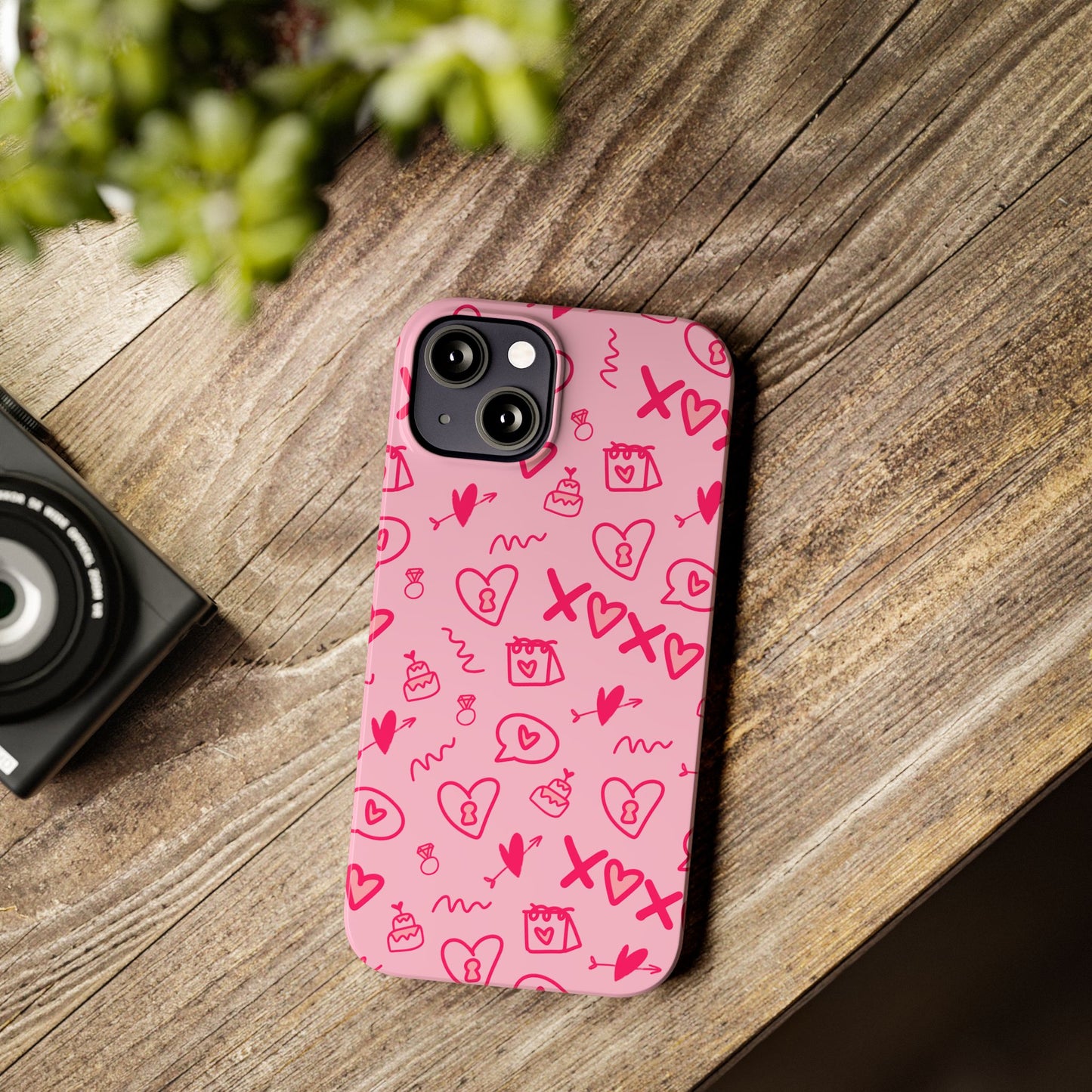 Cute Pink Hearts Phone Case, Slim Phone Cover, Valentine's Day Gift, Trendy Phone Accessory, Love Theme, Girlfriend Gift, Cute Design
