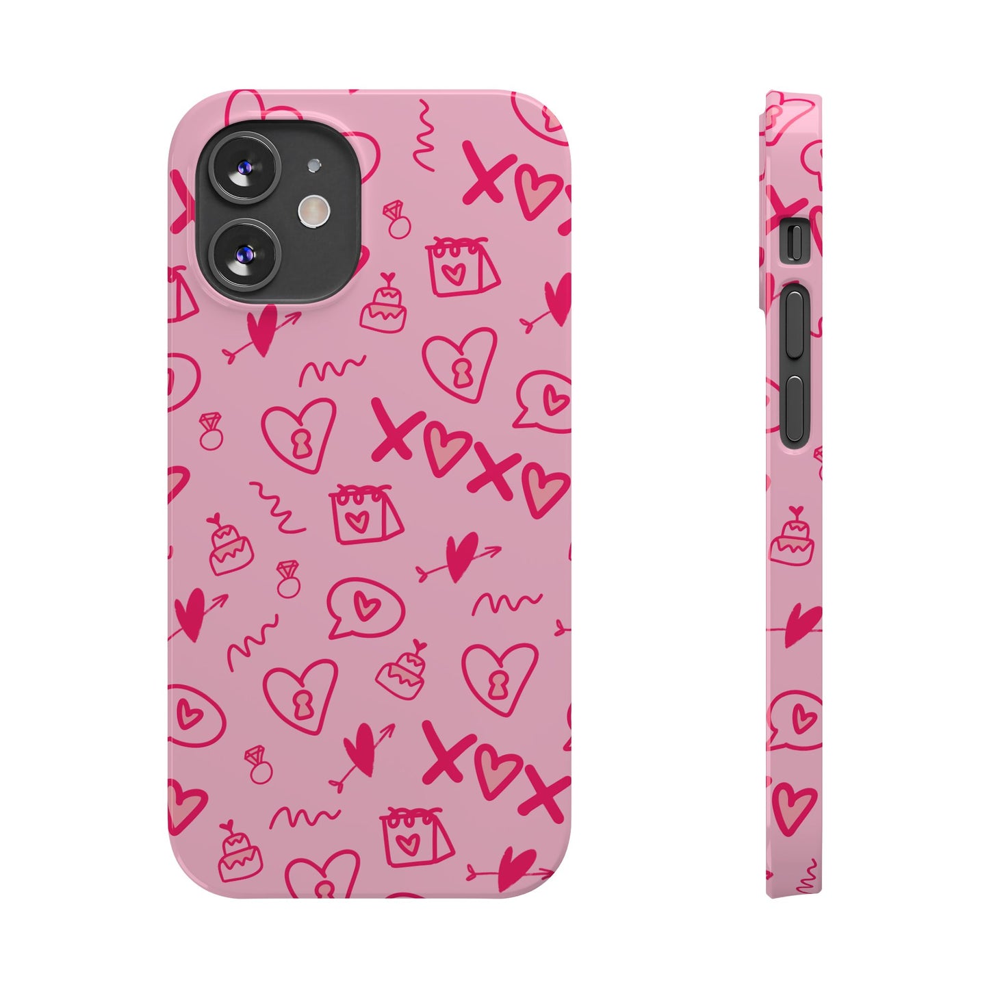 Cute Pink Hearts Phone Case, Slim Phone Cover, Valentine's Day Gift, Trendy Phone Accessory, Love Theme, Girlfriend Gift, Cute Design