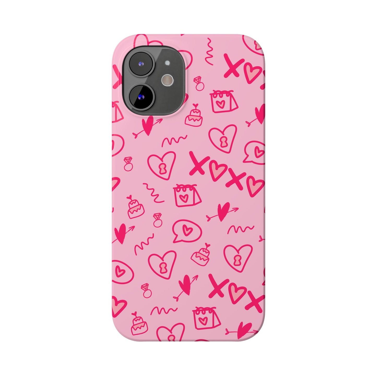 Cute Pink Hearts Phone Case, Slim Phone Cover, Valentine's Day Gift, Trendy Phone Accessory, Love Theme, Girlfriend Gift, Cute Design