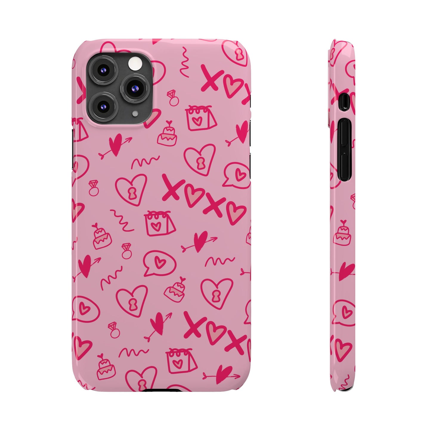Cute Pink Hearts Phone Case, Slim Phone Cover, Valentine's Day Gift, Trendy Phone Accessory, Love Theme, Girlfriend Gift, Cute Design