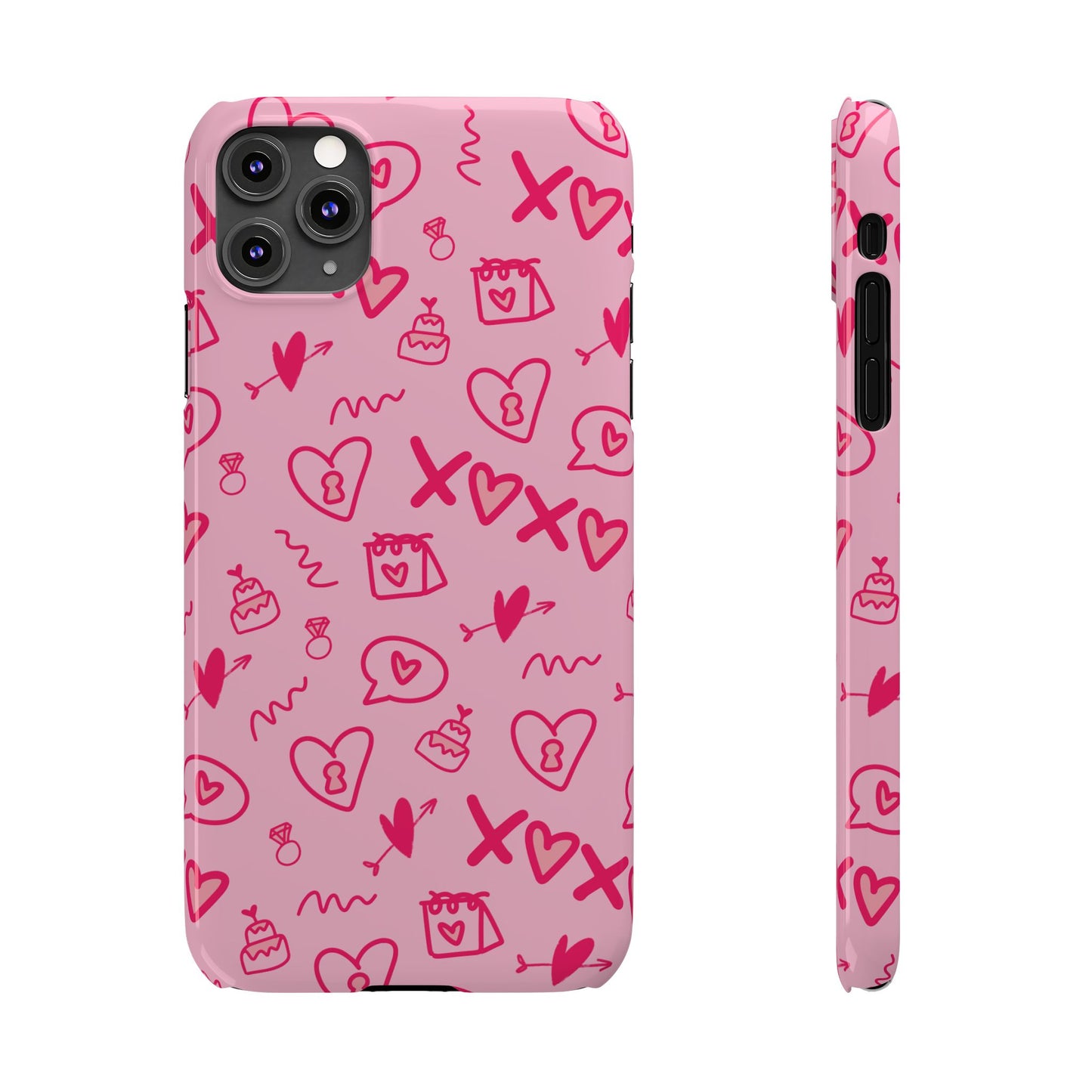 Cute Pink Hearts Phone Case, Slim Phone Cover, Valentine's Day Gift, Trendy Phone Accessory, Love Theme, Girlfriend Gift, Cute Design