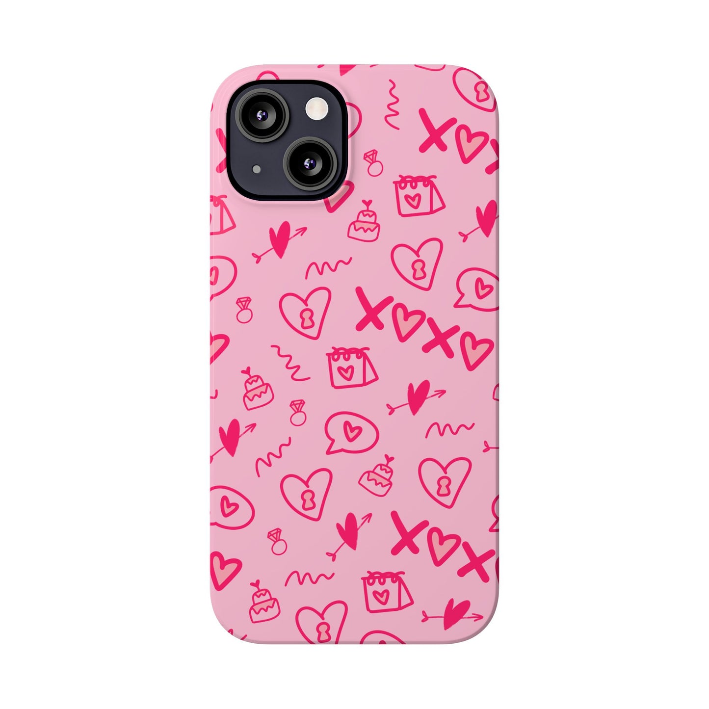Cute Pink Hearts Phone Case, Slim Phone Cover, Valentine's Day Gift, Trendy Phone Accessory, Love Theme, Girlfriend Gift, Cute Design