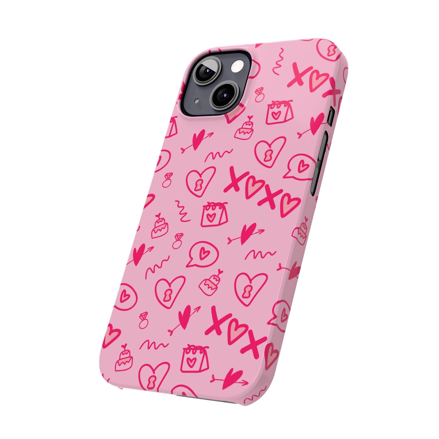 Cute Pink Hearts Phone Case, Slim Phone Cover, Valentine's Day Gift, Trendy Phone Accessory, Love Theme, Girlfriend Gift, Cute Design